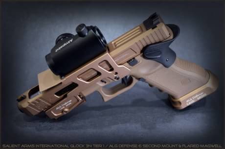 New.รางเสริม ALG Defense Glock Accessories 6-Second Optic Mount with Flared Magwell AFM For G17 / G18 สีดำ / สีทราย ราคาพิเศษ