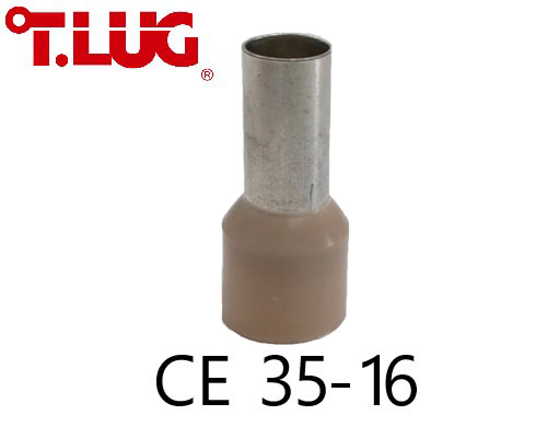 ข้อต่อย้ำปลายสาย แบบเดี่ยวหุ้ม สีเบจ CE35-16 TLUG ใช้กับสายไฟ 35sq.mm (20 ชิ้น/ห่อ)