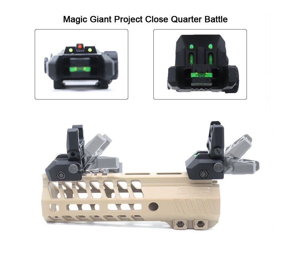 New. ศูนย์หน้า-หลังพับได้แบบพลาสติก MGPCQB รุ่น Armor Gen2 เรืองแสง สีดำ