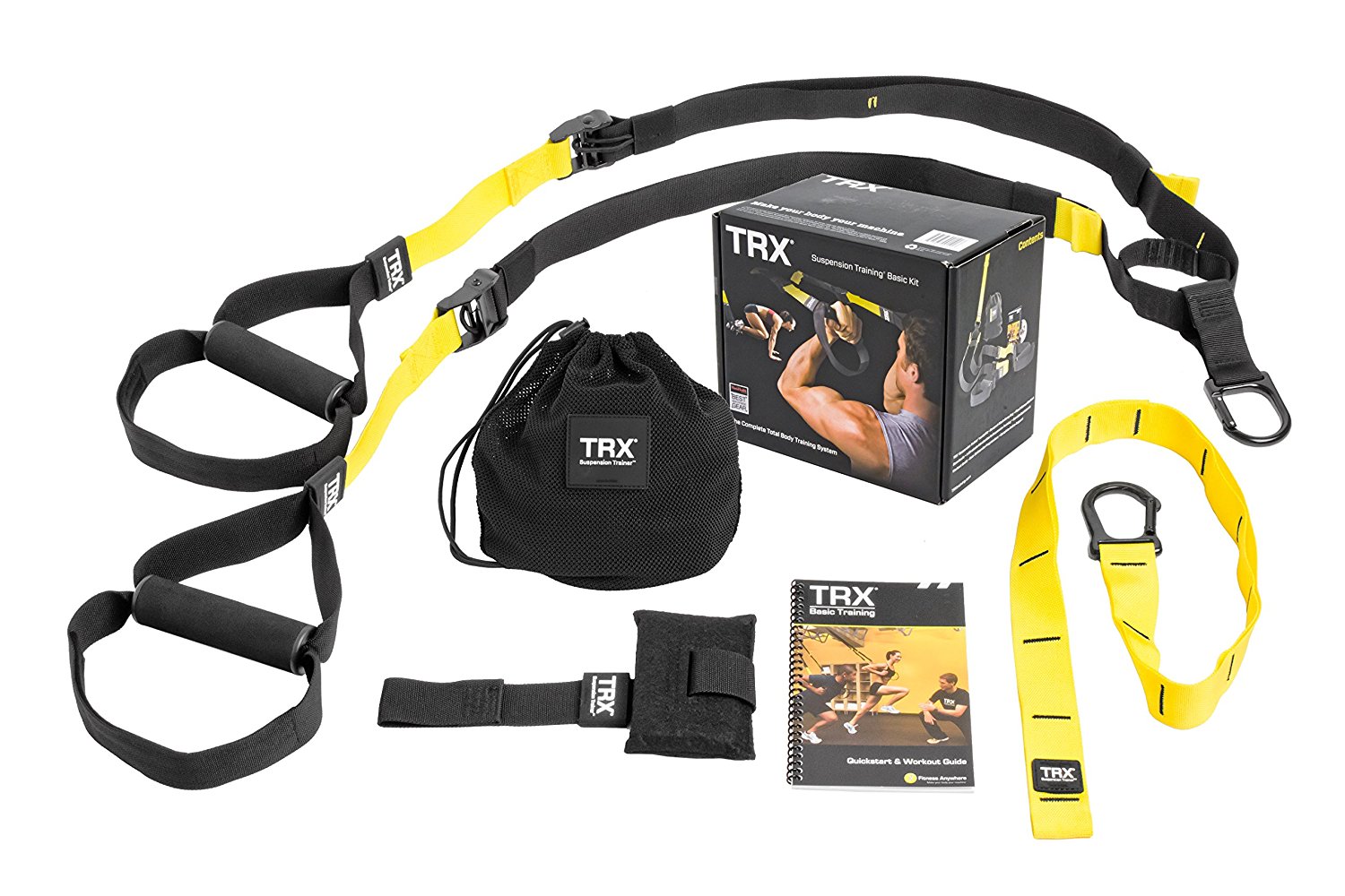 FIT-115TRX Training – Suspension Trainer Basic Kit + Door Anchor, Complete Full Body Workouts Kit for Home and on the Road