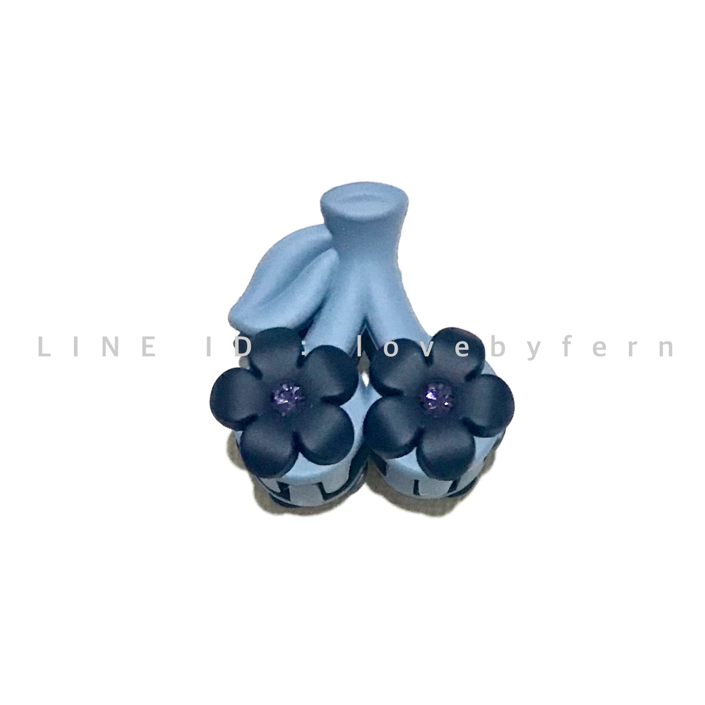 กิ๊บหนีบเล็กเกาหลี ดอกซากุระ-สีฟ้า/กรม ทรงเชอร์รี่ ขนาด 2.5 cm หนีบช่อผมเล็ก ยางพาราทนมาก สปริงดี แน่น ไม่กินผม #MadeinKorea #กิ๊บเกาหลี lovebyfern