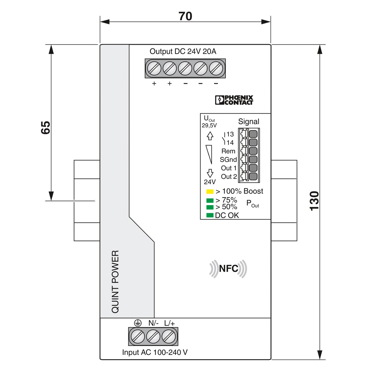 POWER SUPPLY QUINT4-PS/1AC/24DC/20 - 2904602 PHOENIX CONTACT พาวเวอร์ซัพพลาย 24VDC 20 A