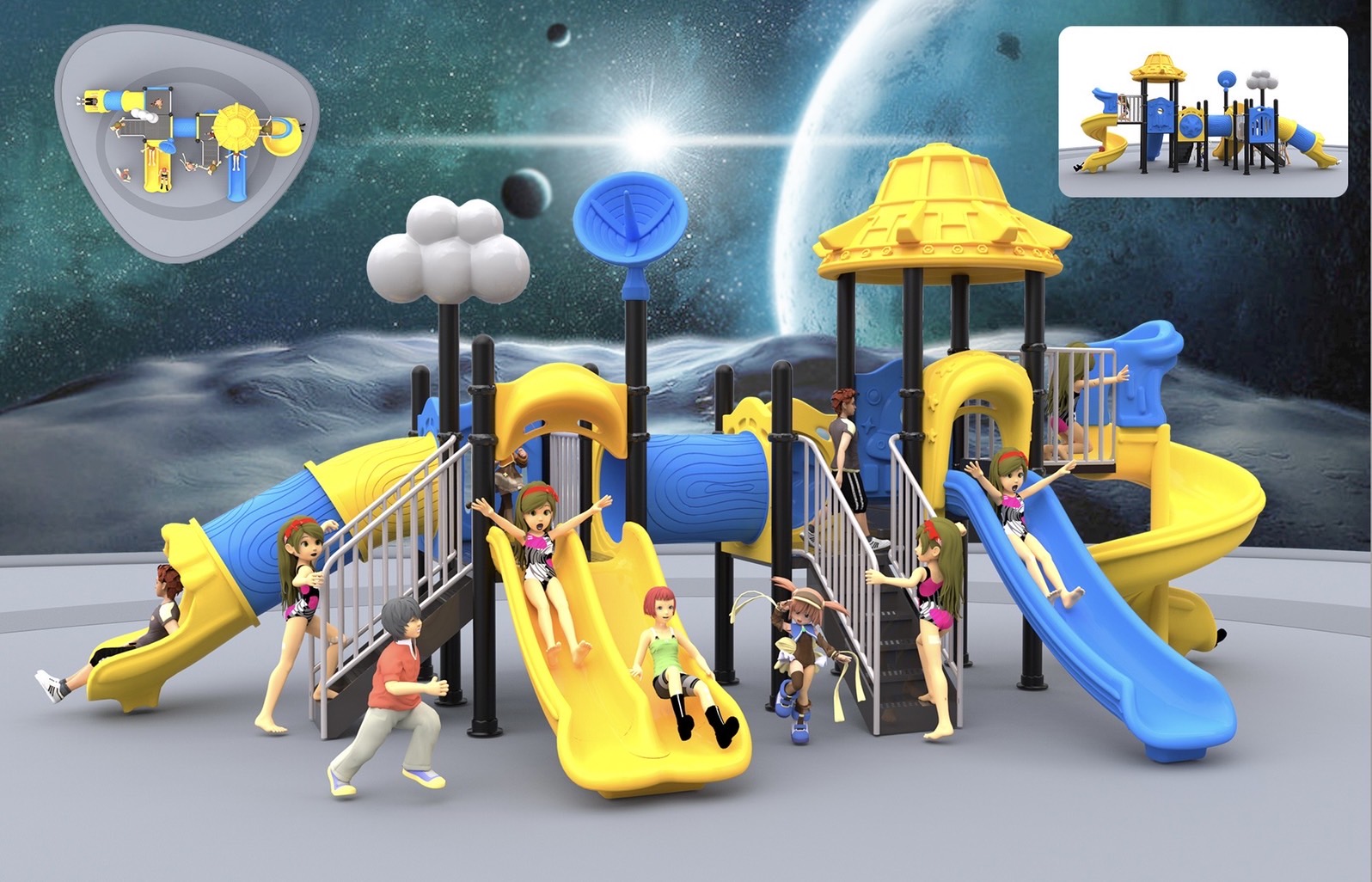 เครื่องเล่นสนาม ชุดอวกาศ 4สไลด์
