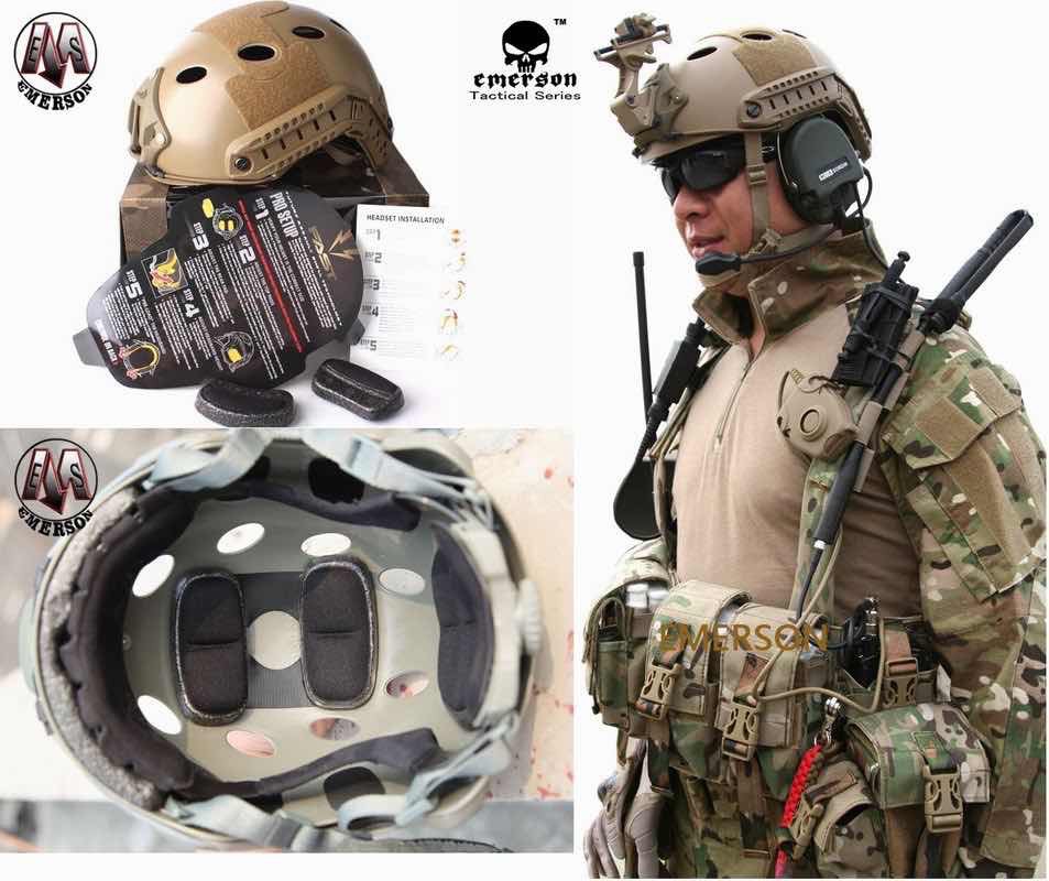 หมวก Emerson Fast Helmet PJ Type มีแว่นในตัว