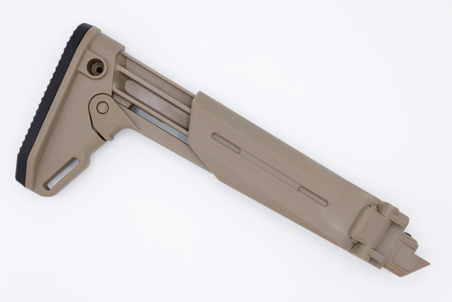 New. พานท้าย AK ทรง Magpul รุ่น Zhukov-S - ผลิตจากโพลิเมอร์เนื้อหนา - ทนทาน - ติดตั้ง่าย - สามารถติดตั้งกับตระกูล AK ได้ทุกรุ่น - สามารถยืดหดได้ 5 ระดับ - สามารถพับพานท้ายได้ (บานพับแข็งแรงไม่คลอน) - มีรูสำหรับติดตั้งหูกระวิน (QD) 3 จุด - มีรูสำหรับร้อยสา