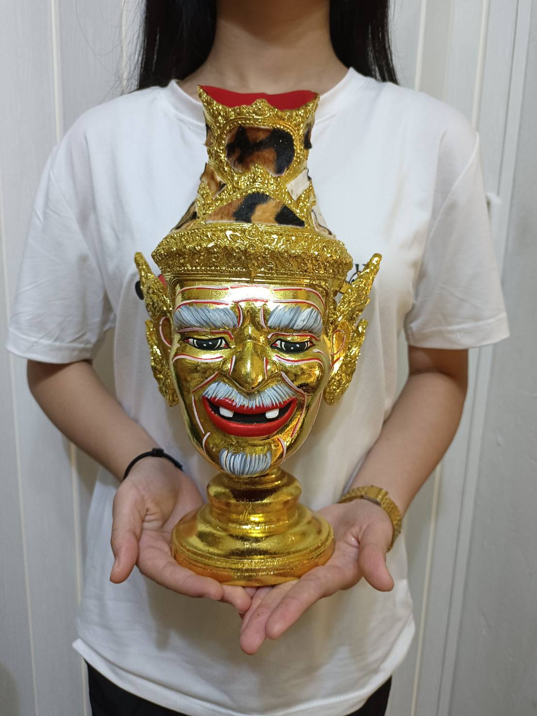 พ่อแก่ ฤาษีนารอท ขนาดผลส้มโอ พร้อมฐานปิดทอง