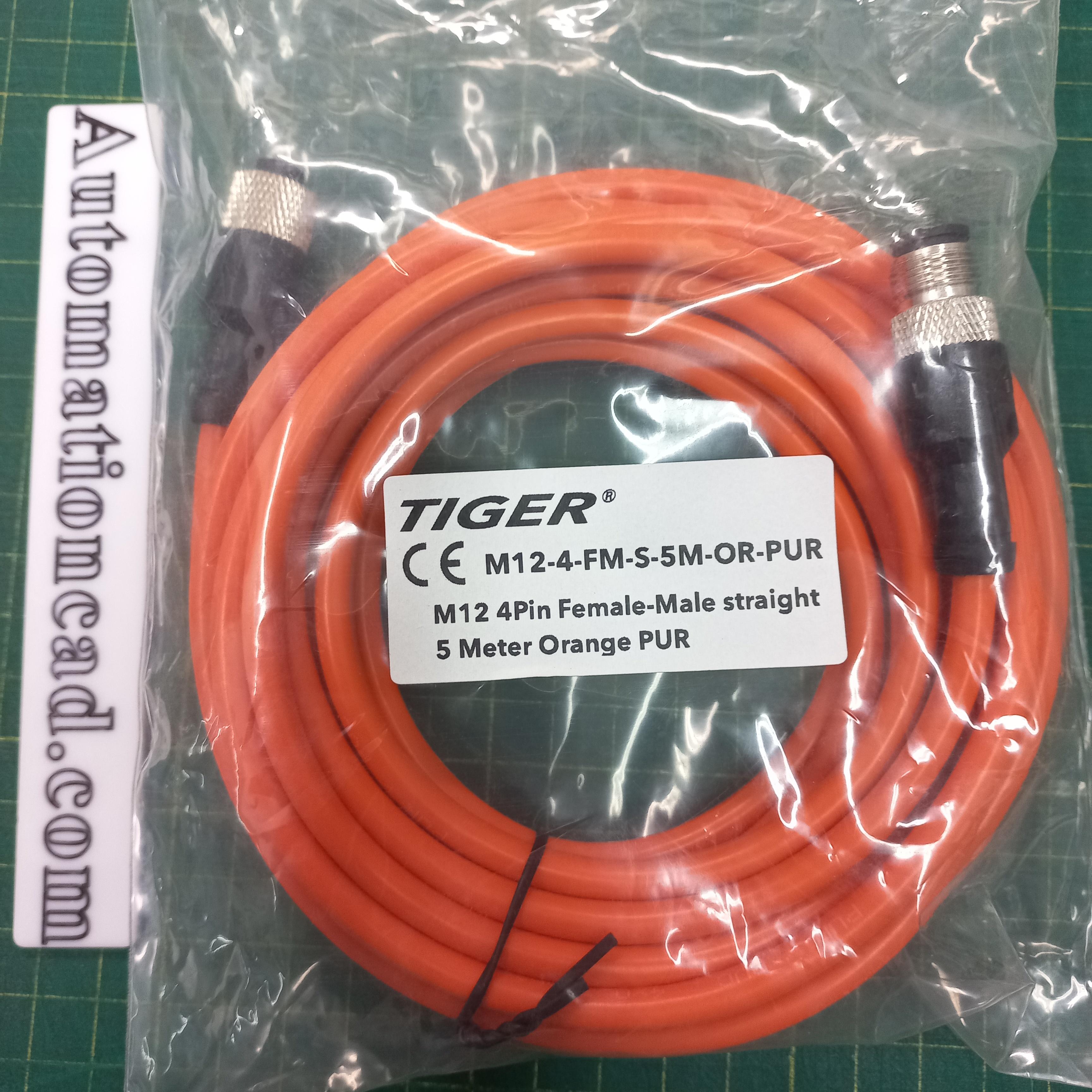 สายพร้อม CONNECTOR (PUR) แบบตรง เกลียว M12 ผู้-เมีย แบบ 4 ขา ยาว 5m.