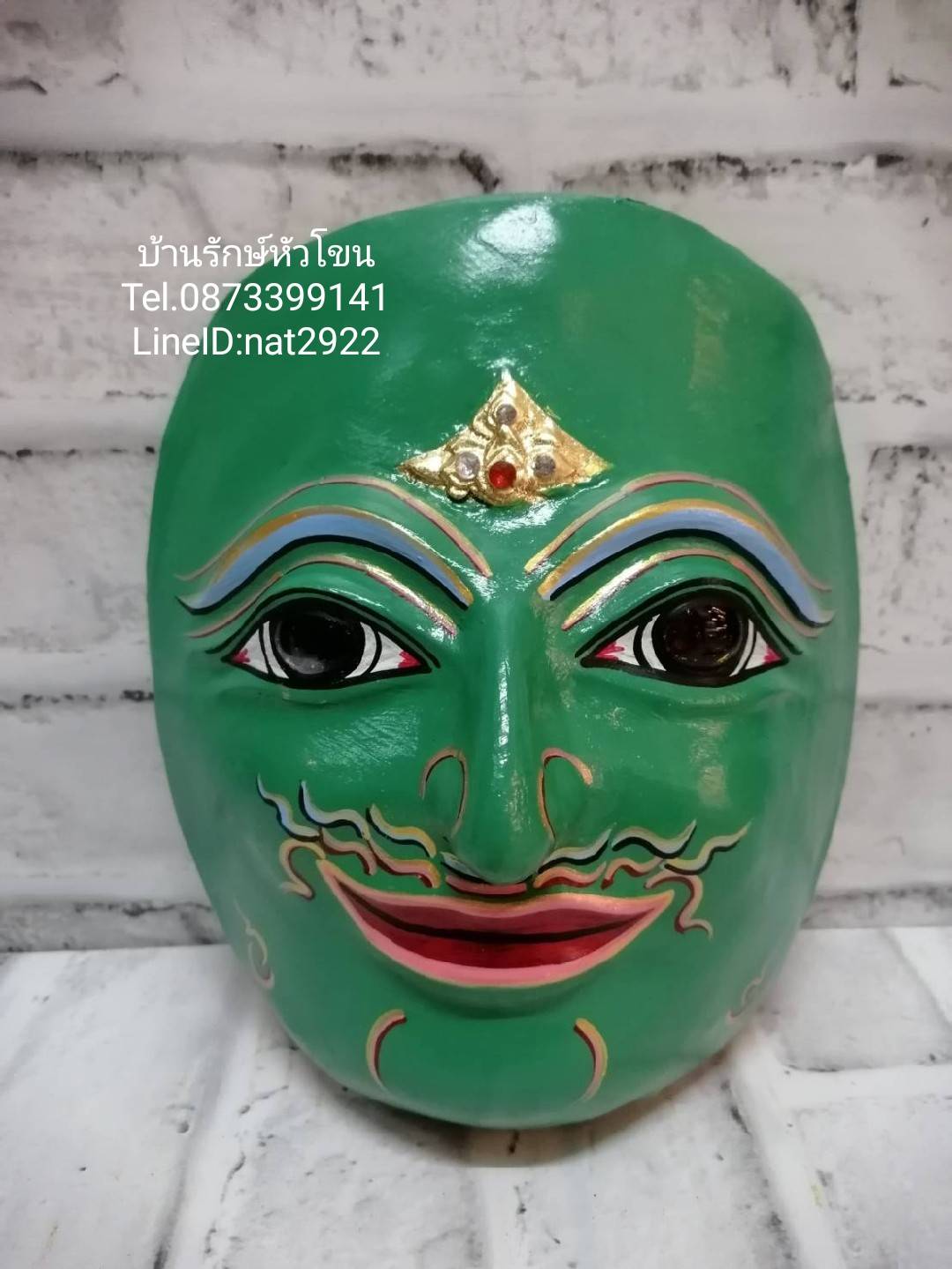 หน้ากากพระราม ใส่ตาแก้ว ปิดทอง ประดับเพชร