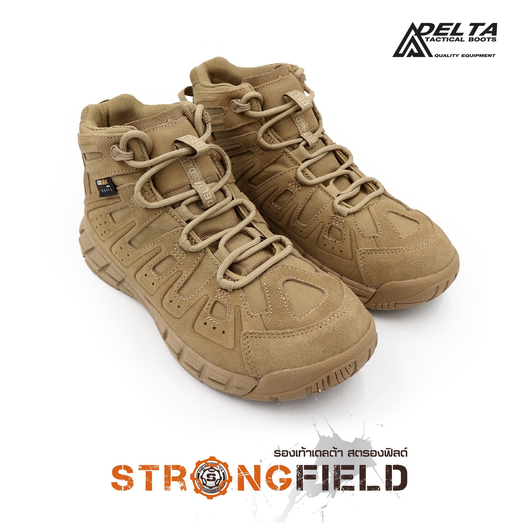 💥รองเท้า New Delta รุ่น Strongfield 💥 🔩รองเท้าที่ออกแบบมาสำหรับลุยได้ทุกสภาวะพื้นผิว 🔩ผสมผสานอย่างลงตัวระหว่างเนื้อผ้า Cordura 1000D และหนังแท้ 🔩 ทรงหุ้มข้อ (Mid Boot) มั่นคง สูง 6 นิ้ว 🔩ระบายอากาศและความชื้