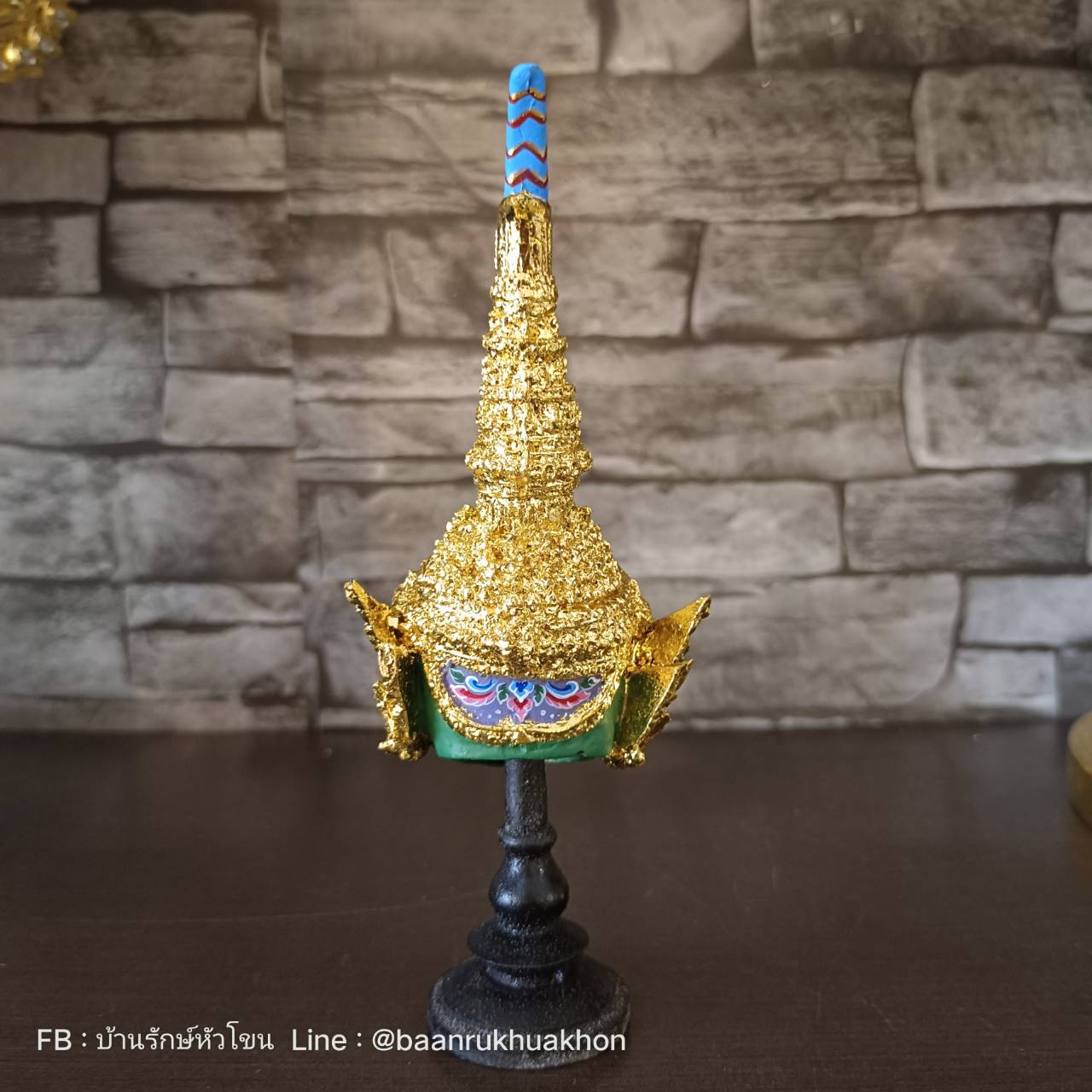 หัวโขนจิ๋ว พาลี เกรดพรีเมี่ยม เรซิ่นปิดทอง พร้อมขาตั้งสีดำ