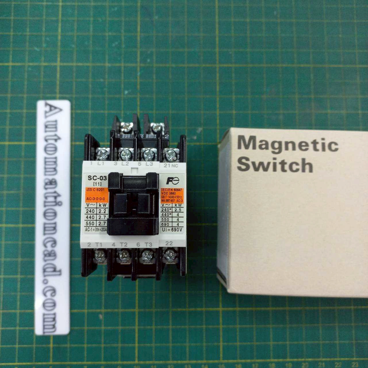 SC-03 CONTACTOR FUJI ELECTRIC แมกเนติก คอนแทคเตอร์ รุ่น SC-03 Coil 220V 3P 1NO 20A Magnetic Switch