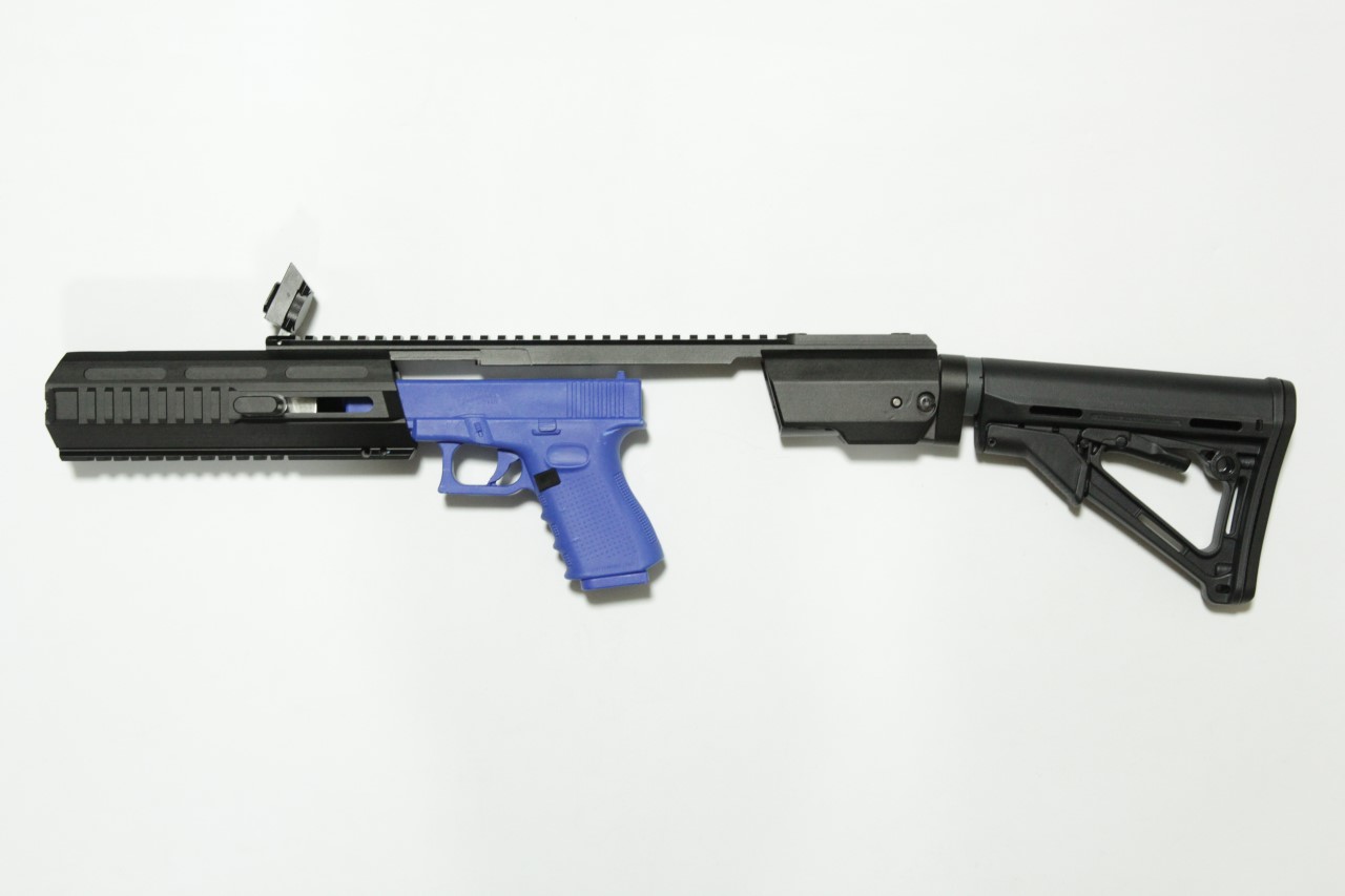 ชุดประกอบปืนสั้น Hera Glock + พานท้ายCTR H.E.R.A Arms Glock Carbine Conversion Kit สำหรับปืนGlock17/18/19 คุณสมบัติ : #ชุดแต่งที่จะเปลี่ยนปืนสั้นให้เป็นปืนยาว #ทำจากอลูมิเนียม ทำให้แข็งแรงทนทาน น้ำหนักเบา #ติดตั้งง่าย #มาพร้อมพานท้าน Magpul CTR #พานท้ายสา