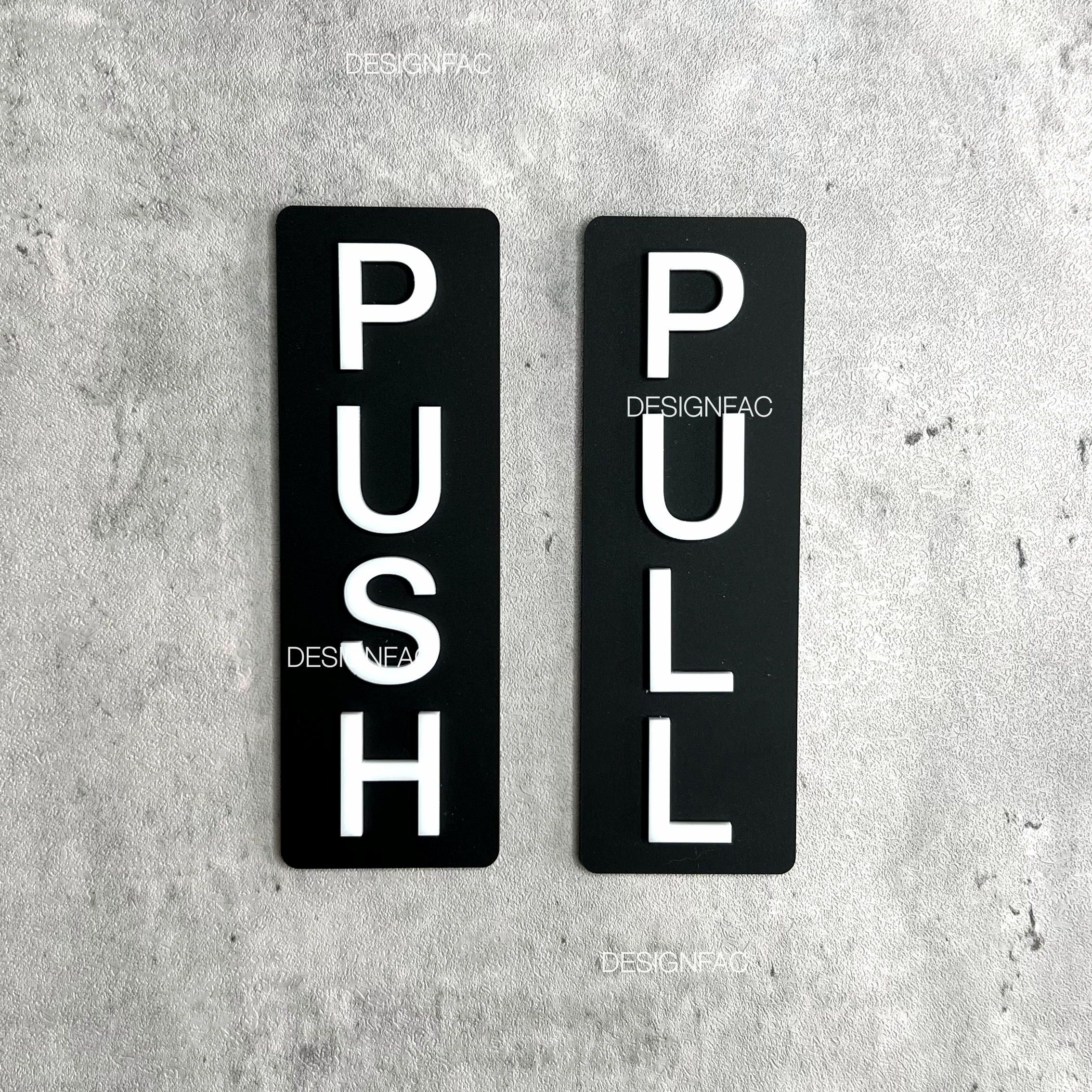 ป้ายดึงผลัก ป้ายผลักดึงแนวตั้ง PULL PUSH ป้ายติดประตู ป้ายสัญลักษณ์ สไตล์โมเดิร์น ลอฟท์ มินิมอล