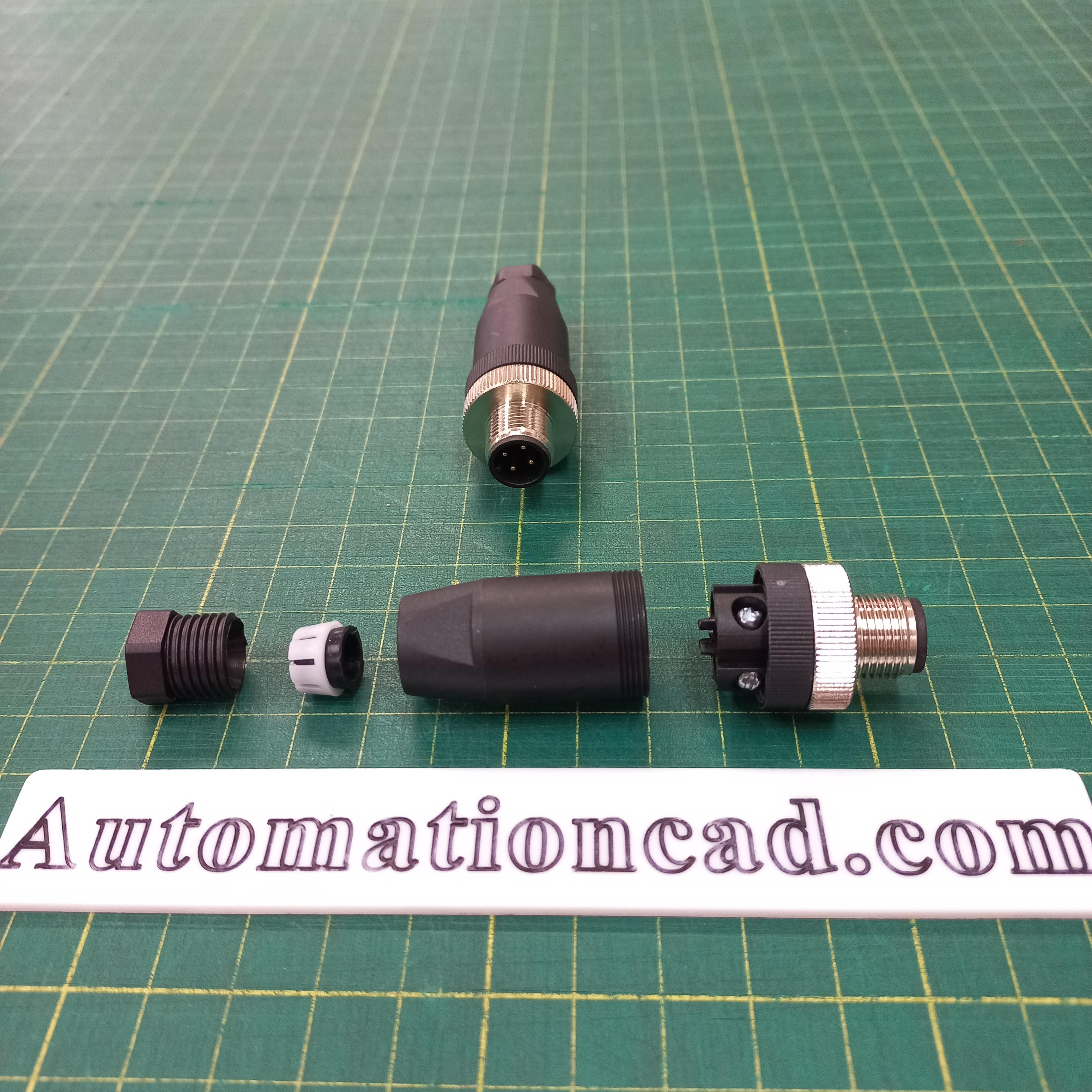 หัวคอนเนคเตอร์ M12 4Pins แบบตรง ตัวผู้ Connector