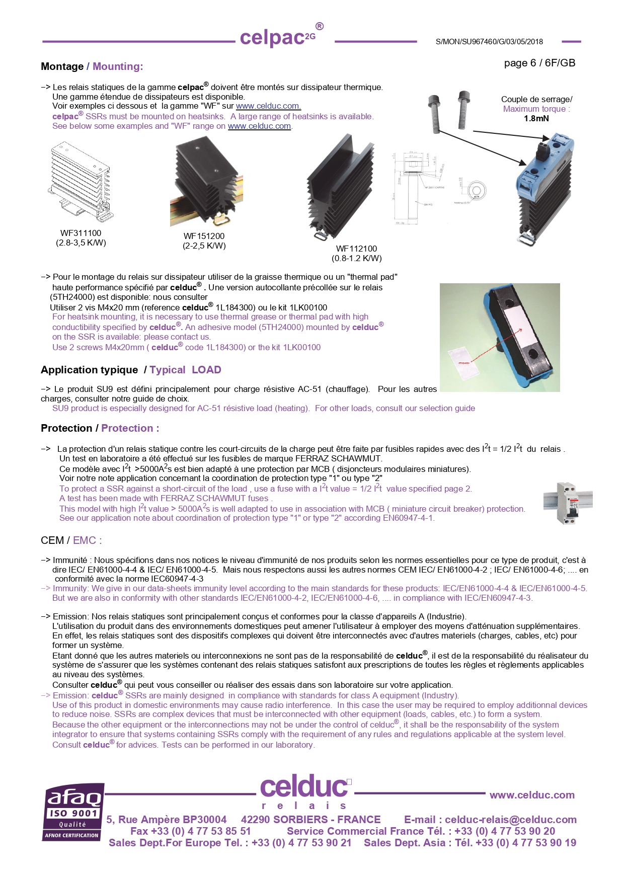 โซลิดสเตต 75A 600VAC input 3.5-32 VDC SOLID STATE RELAY CELDUC รุ่น SU967460