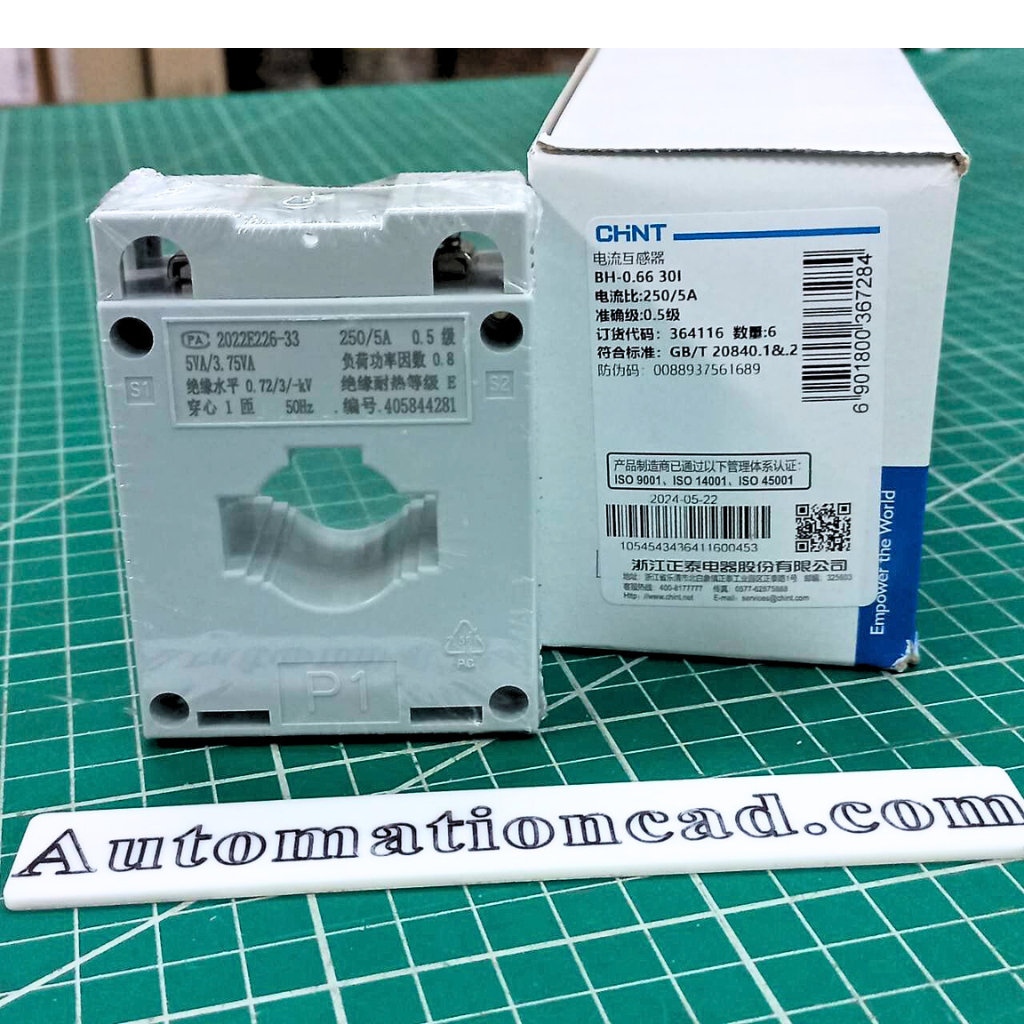หม้อแปลงกระแสไฟฟ้า CT 250/5A CHINT BH-0.66 30I Class 0.5 Current Transformer
