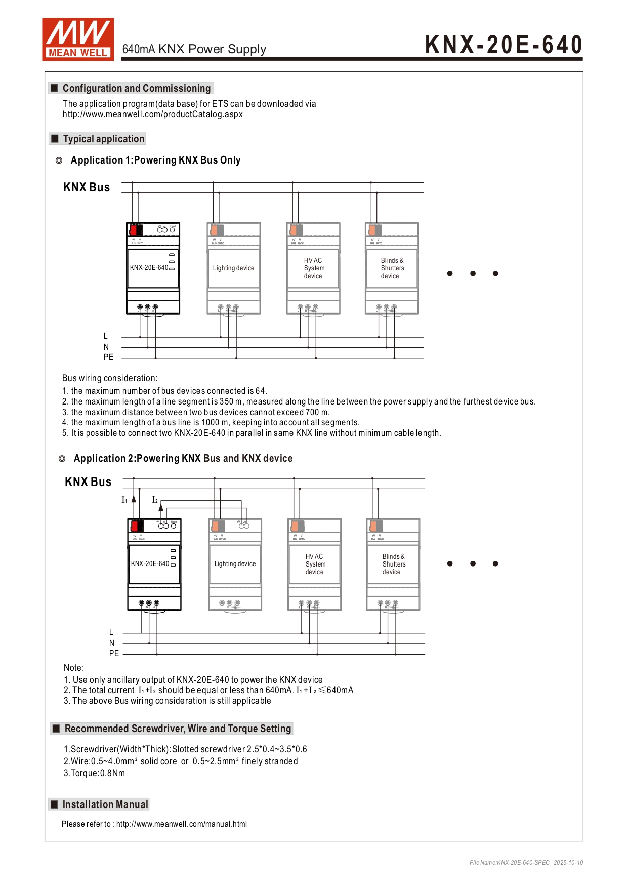 สวิทช์ชิ่งพาวเวอร์ซัพพลาย Meanwell KNX-20E-640 POWER SUPPLY 19.2W 30V 640mA 220VAC
