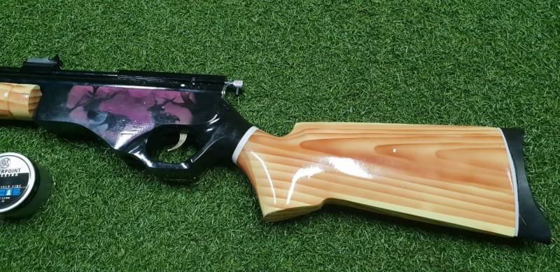 อัดลมSharpRiverหม้อลมโต .22cal. Slide Pump Air Rifle เบอร์2 ✔Made in Indo ✔แรง 600Fps. ✔Body Wood ไม้ ✔Slide Pump 3-5 ครั้ง ✔ป้อนกระสุนทีละนัดยิง ✔ลำกล้อง Barrel 67cm ✔มาพร้อมศูนย์หน้า-หลัง เหล็ก ✔หว