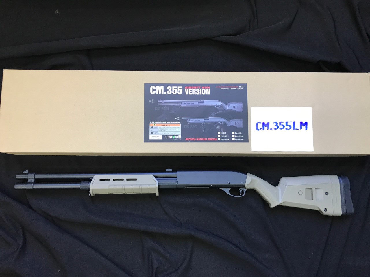 Cyma CM355LM BK ปืนลูกซอง M870 Magpul (ยิง 3 นัด) แรง 320 FPS ยิงออก 3 นัด ราคา: 4,800 บาท รุ่นCyma CM355L ปืนลูกซอง M870 Long Magpul รหัสCM335L น้ำหนัก (กรัม)2400 ความยาว (mm.)1350mm วัสดุABS/Metal ระบบPump Action ระบบการยิงยิงออกครั้งละ 3 นัด ขนาดลูกกระ