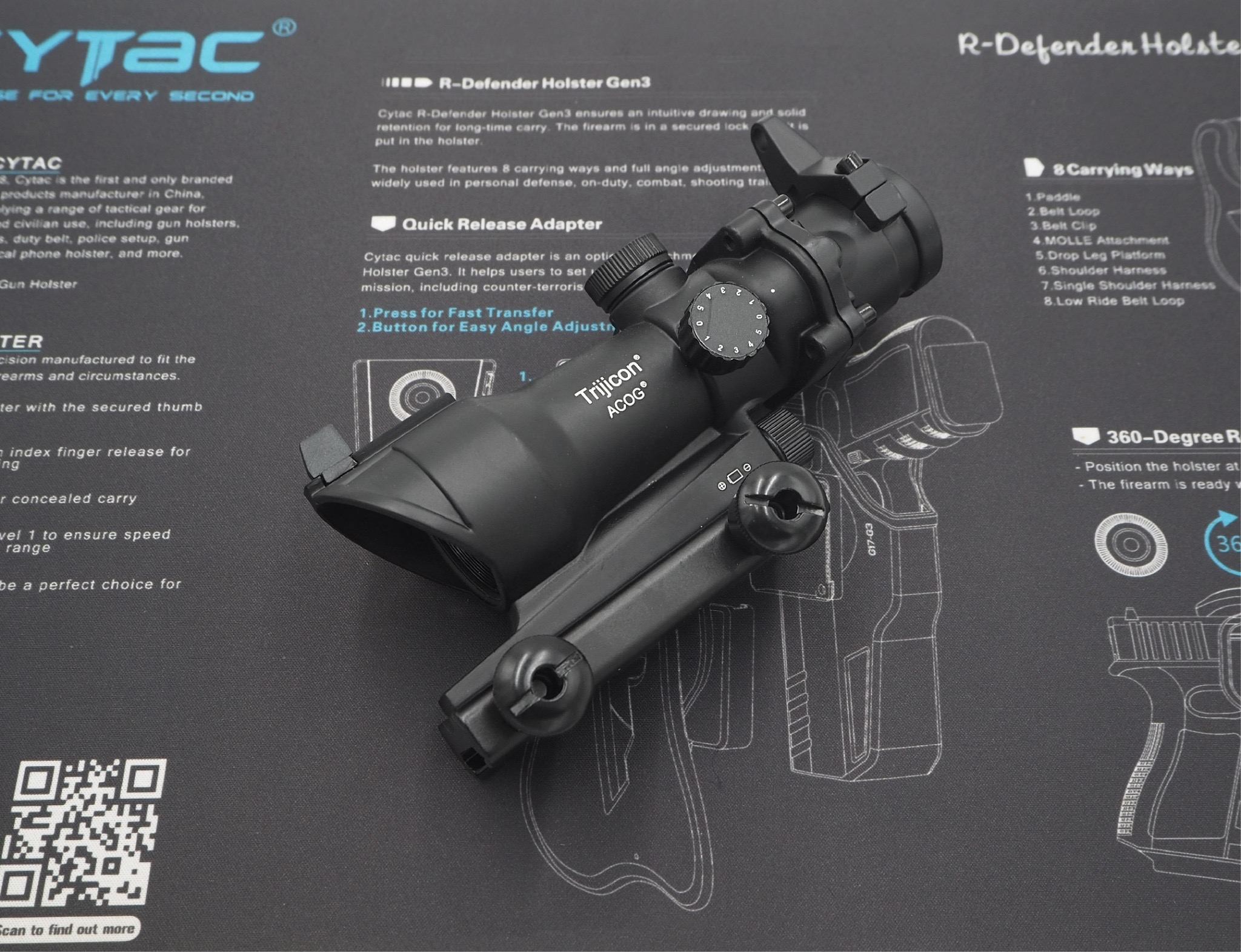 New.ดอท ACOG 1*32 ( ACOG 1*32 Red Dot ) ◾เฟรมผลิตจากอลูมิเนียมแข็งแรง ◾ดอทเล็ง ปรับได้ 2 สี แดง / เขียว ◾ปรับความเข้มดอทได้หลายระดับ ◾ปรับตำแหน่งดอท สูงต่ำ/ซ้ายขวา ได้ ◾ใช้ถ่าน LR936 * 3 ก้อน ◾ขาจับรางขนาด 20 mm. ◾ขนาด 7.5 * 15.5 cm.
