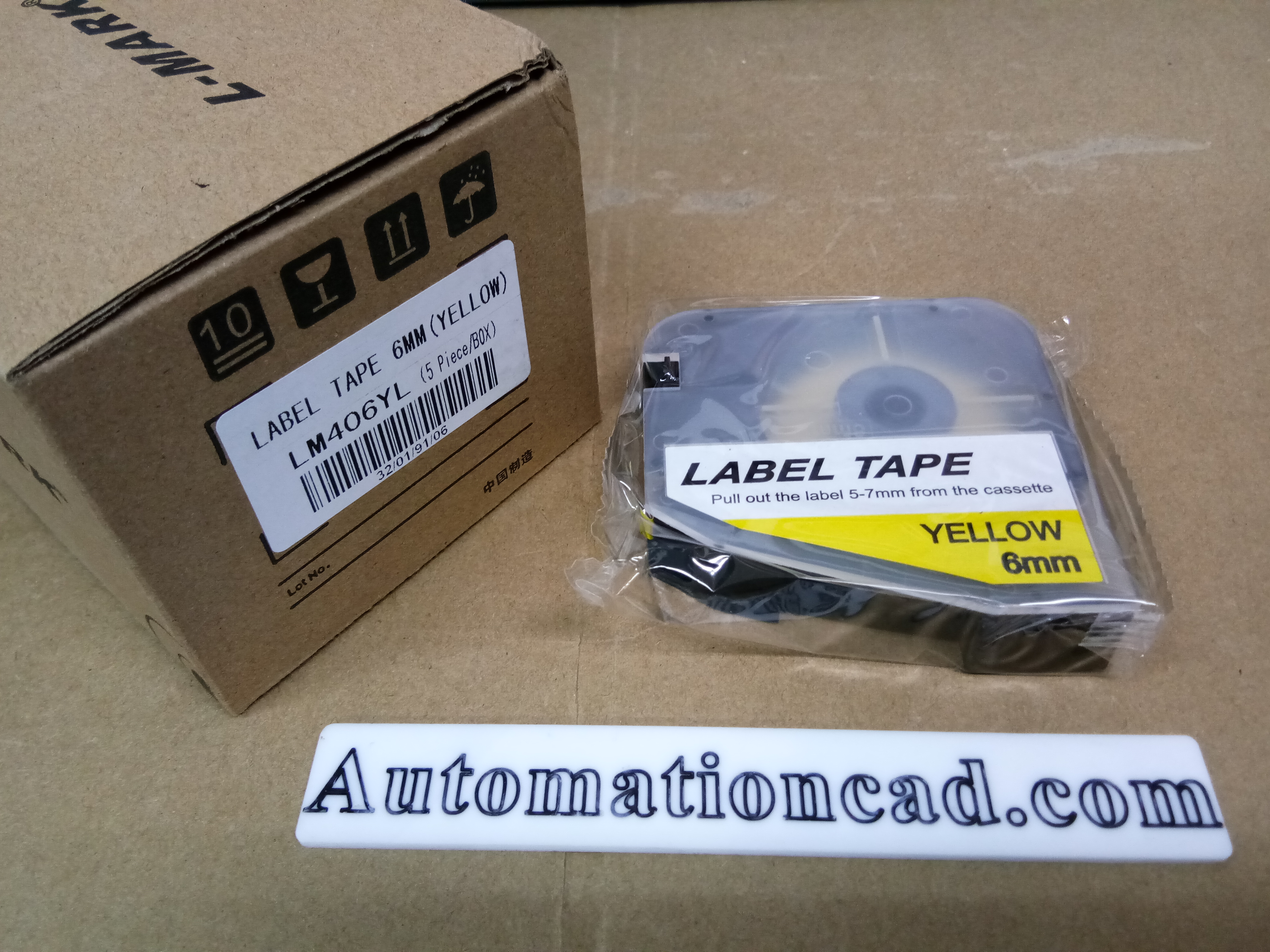 สติ๊กเกอร์ Label เหลือง 6 mm. ใช้กับเครื่องพิมพ์ฮอตมาร์ค L-mark รุ่น LK-320