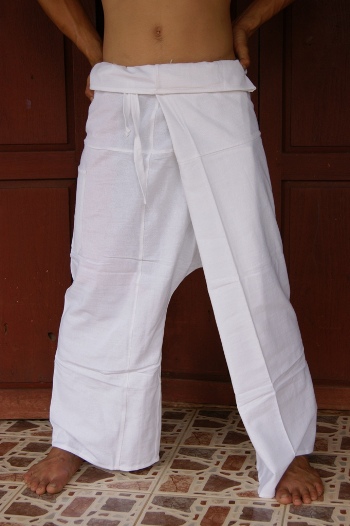 กางเกงชาวเล กางเล กางเกงสะดอ เตี่ยวสะดอ กางเกงสะปาสีขาว Fisherman pants