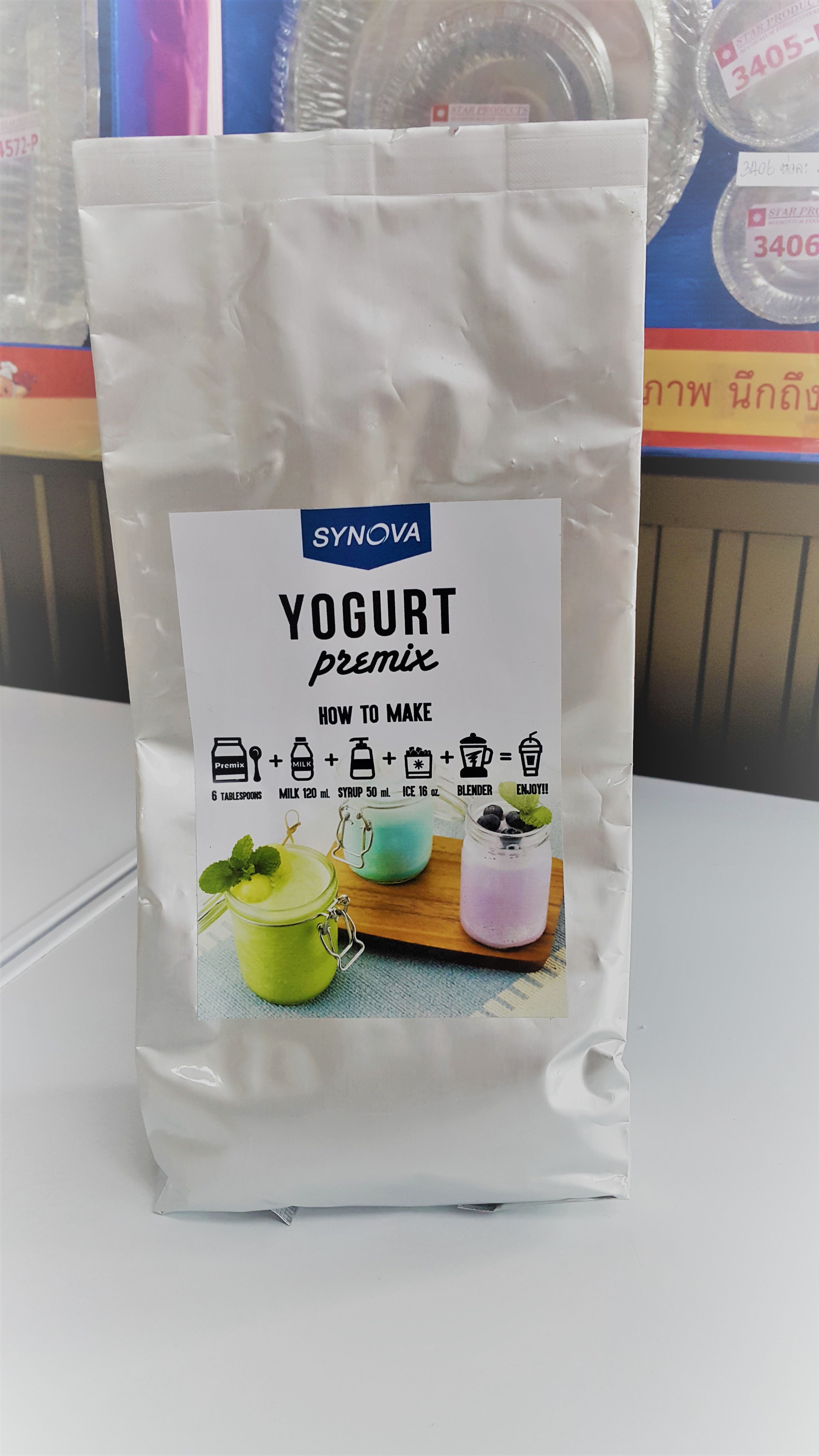 เครื่องดื่ม โยเกิร์ต สำเร็จรูปชนิดผง 500g. ตรา SYNOVA