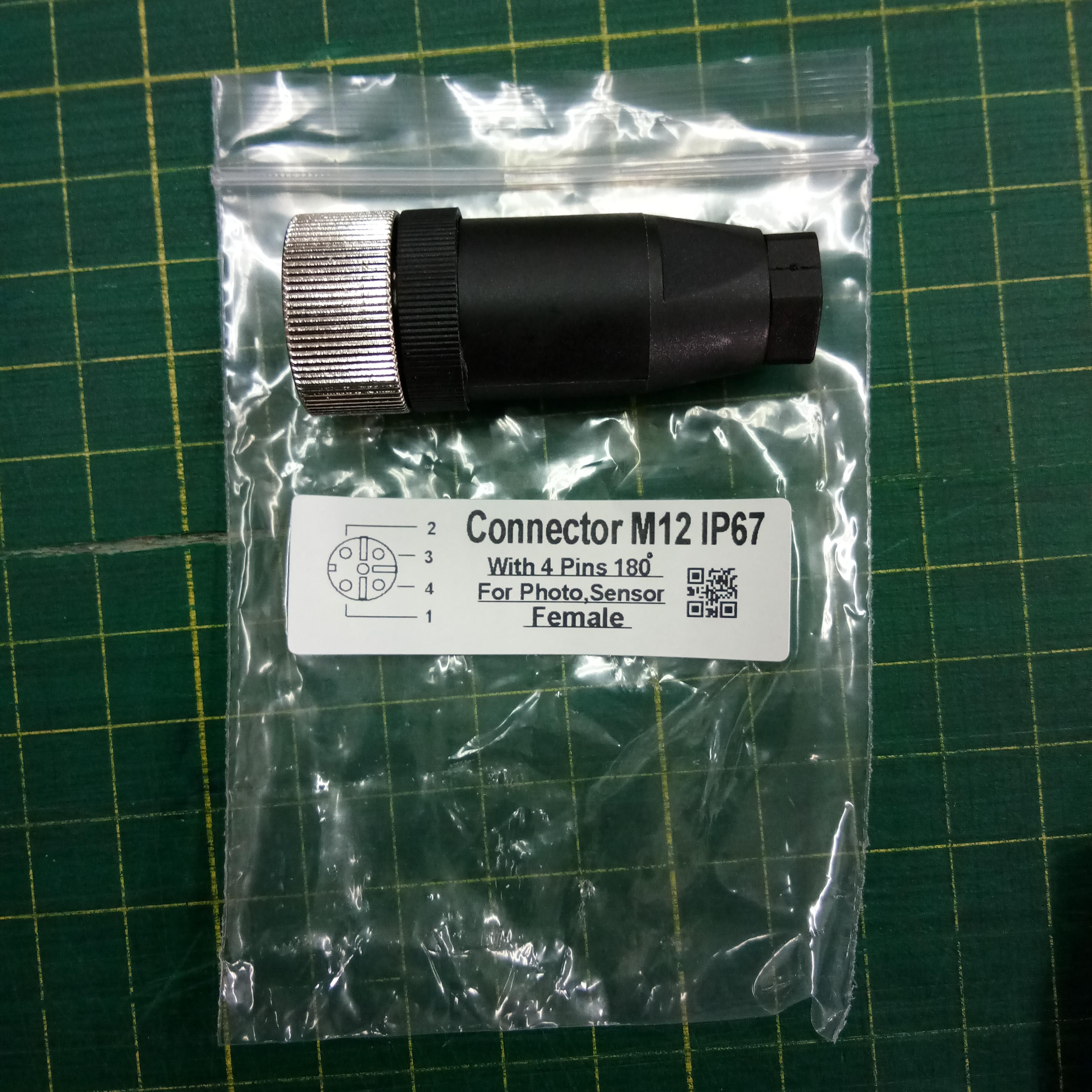 หัวคอนเนคเตอร์ M12 4Pins แบบตรง ตัวเมีย Connector