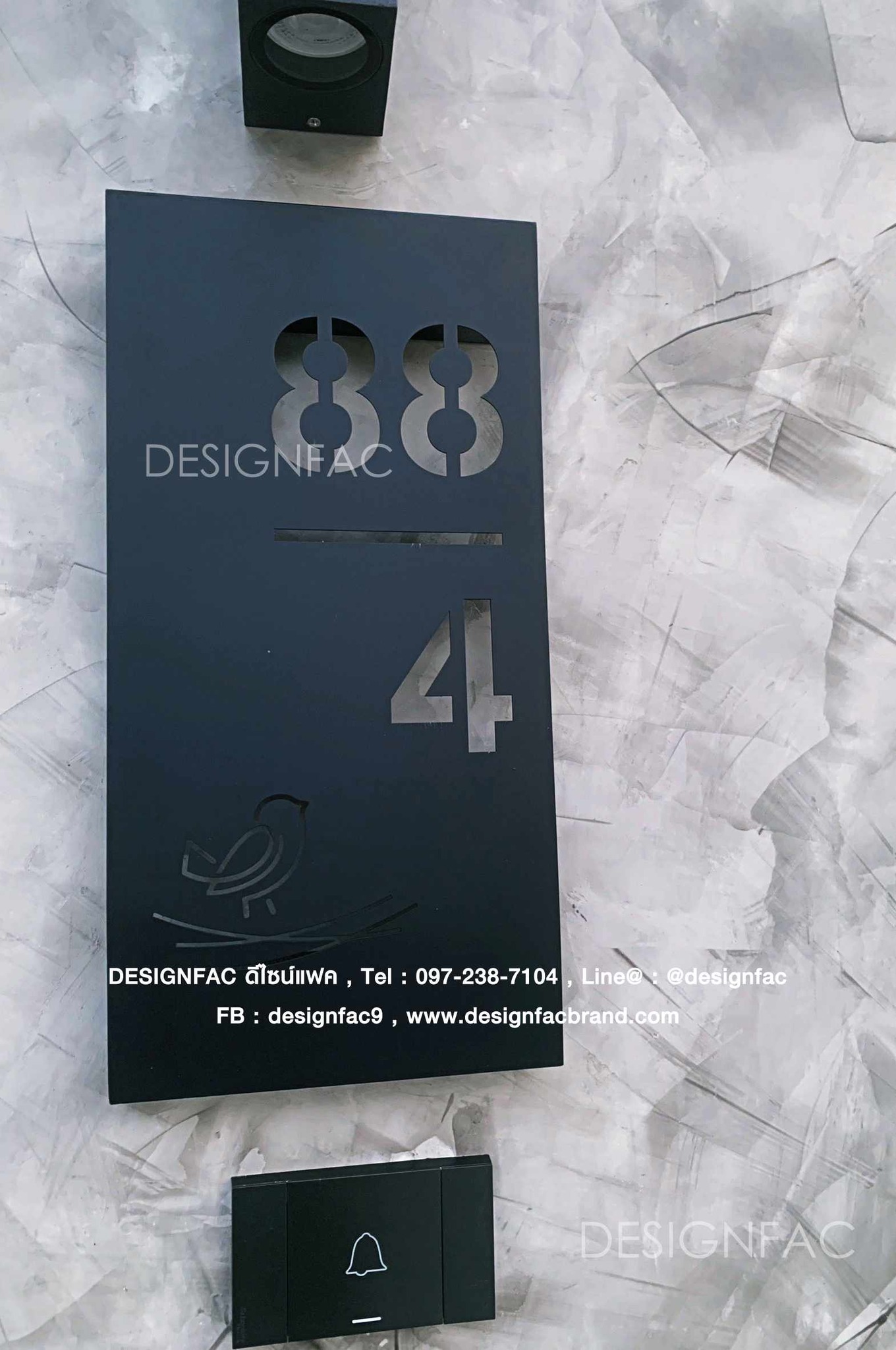 ป้ายบ้านเลขที่สแตนเลสทำสีดำด้าน ป้ายเลเซอร์ ป้ายสไตล์โมเดิร์น มินิมอล