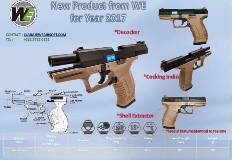 New.AirSoft Taiwan WE P99 สีดำ / สีทราย ราคาพิเศษ