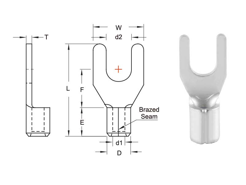 หางปลาแฉกเปลือย 1.25-3YS KENION ใช้กับสาย 1.5sq.mm