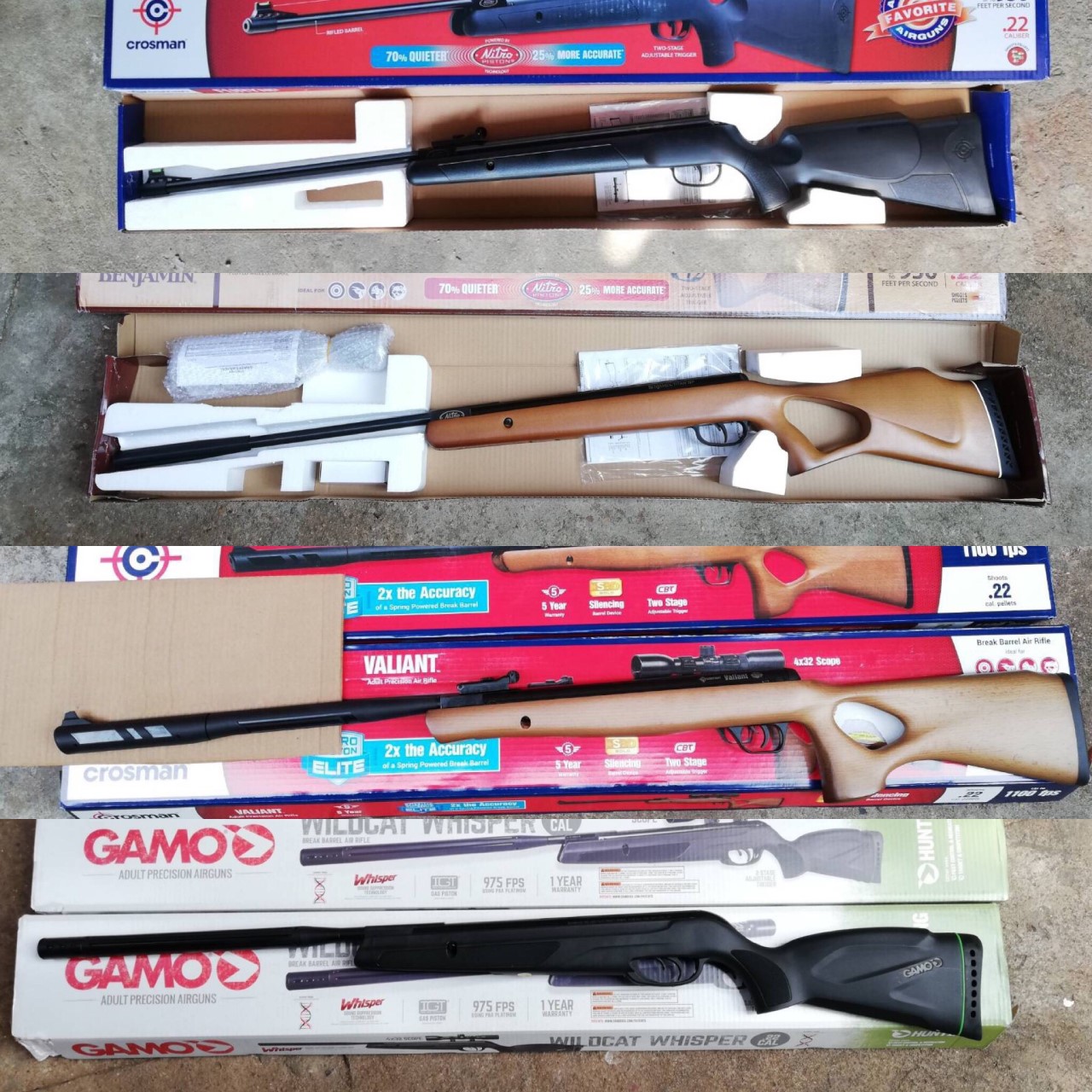 1:Crosman​ Fury ราคา​ 18,000​บาท​ 2:Benjami​n​ Titan ราคา​ 20,000​บาท​ 3:Crosman​ Valiant ราคา​21,000​ บาท​ 4:Gamo​ wild​cat ราคา​ 21,000​ บาท 5:Gamo​ Hornet​ maxxim ราคา​ 21,000​ บาท 6:Benjami​n​ Ironhide SBD​ ราคา​ 17,000​ บาท 7:Swiss Arms​ Tac1 ราคา​18