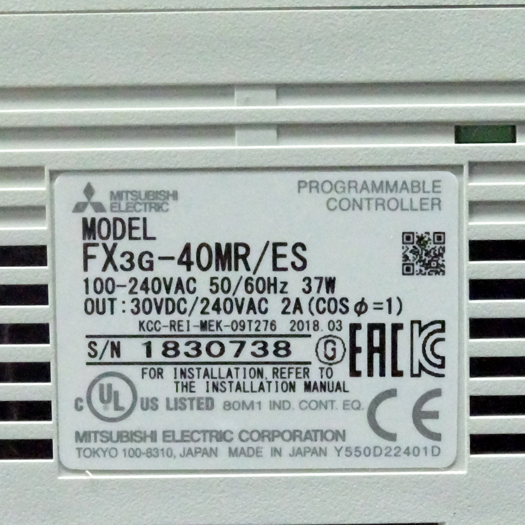 FX3G-40MR/ES PLC MITSUBISHI , 220VAC Input Sink/Source Output relay 24in 16out