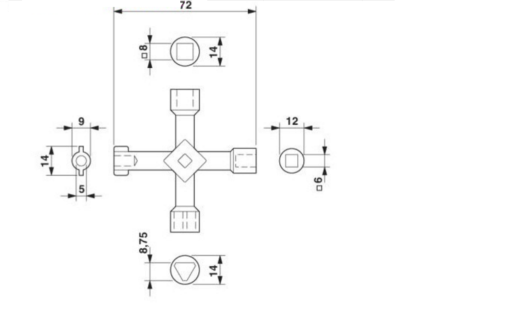 กุญแจเปิดตู้คอนโทรล RITTAL SZ2531.000 Electrical Cabinet key