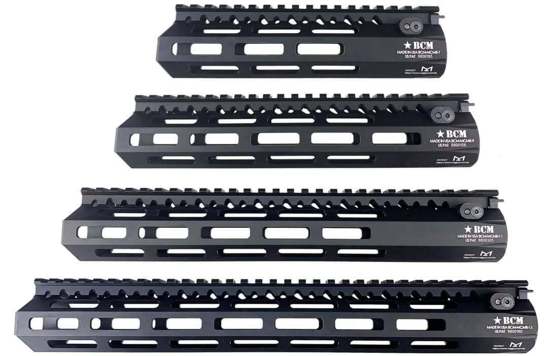 New. ชุดหน้า BCM MCMR rail ระบบ M-lok คุณสมบัติ วัสดุ CNC อะลูมิเนียม ช่องติดตั้งอุปกรณ์ชนิด M-Lok มีช่องสำหรับ หูกวิน สำหรับ M4 M16 ระบบไฟฟ้า (Aeg) มี 5 ขนาด ดังนี้7.5 นิ้ว10.5 นิ้ว11.5 นิ้ว13.5 นิ้ว 15นิ้ว