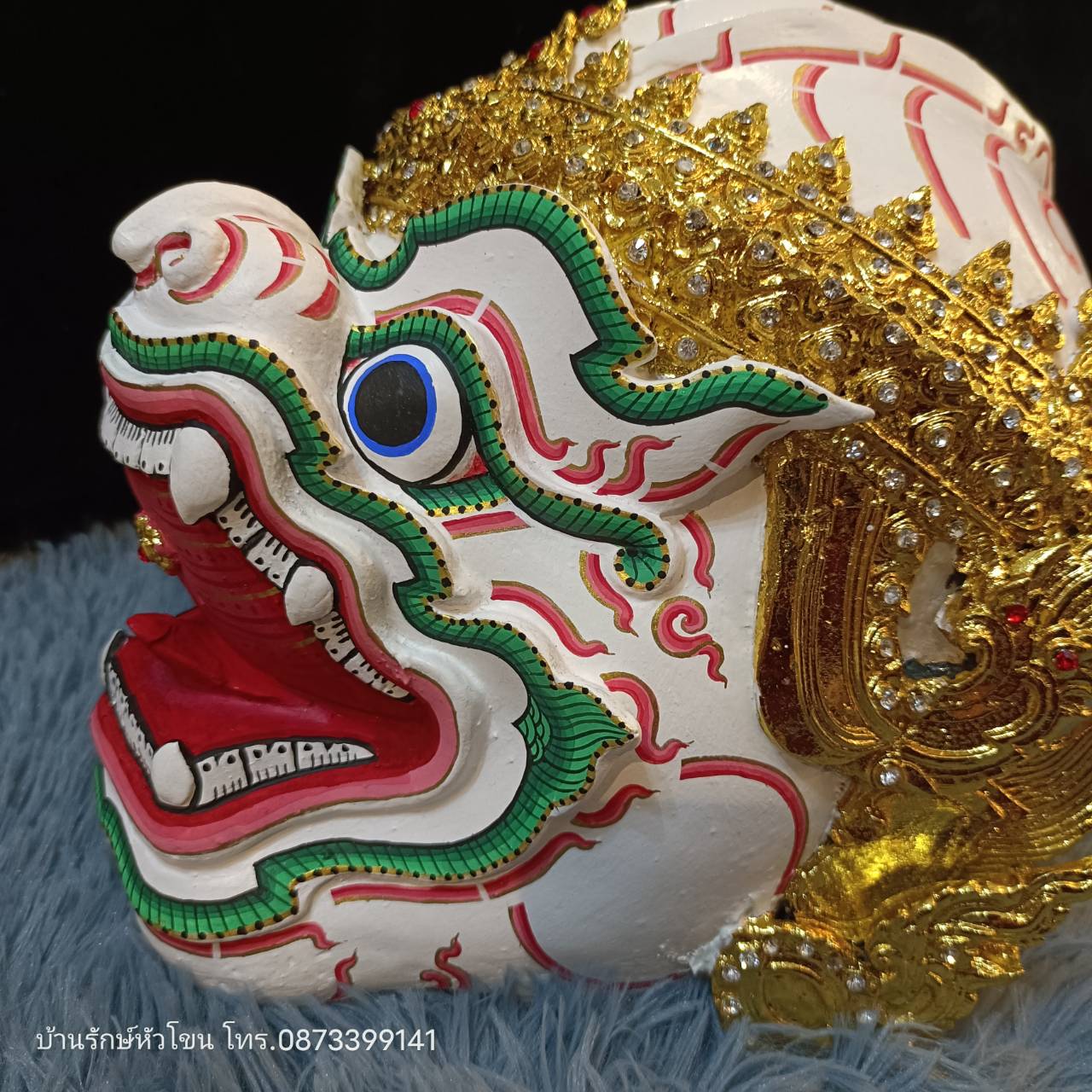 หัวโขนลิง ติดผนัง (ลิงขาว หนุมาน) เกรดพรีเมี่ยมประดับเพชร