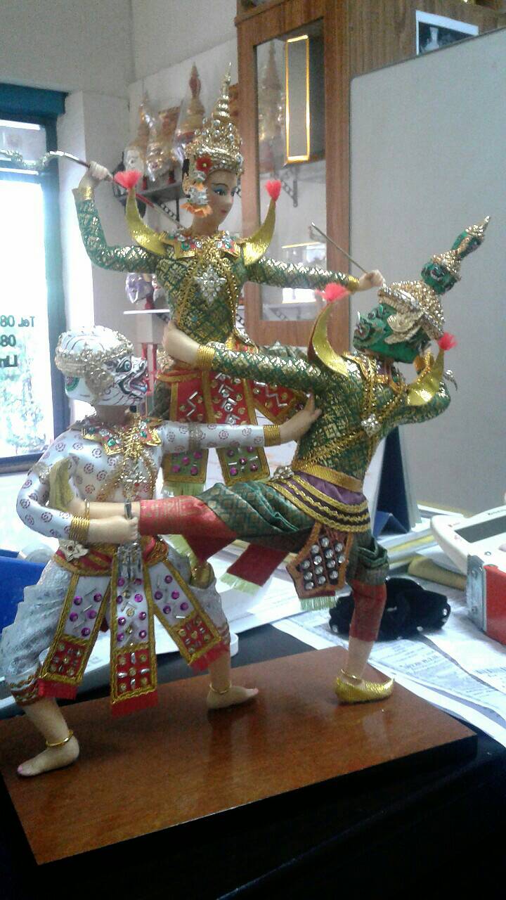 ตุ๊กตาโขน ชุดศึกรบ 3 ตัว หนุมาน + พระรามหรือพระลักษณ์ + ทศกัณฐ์