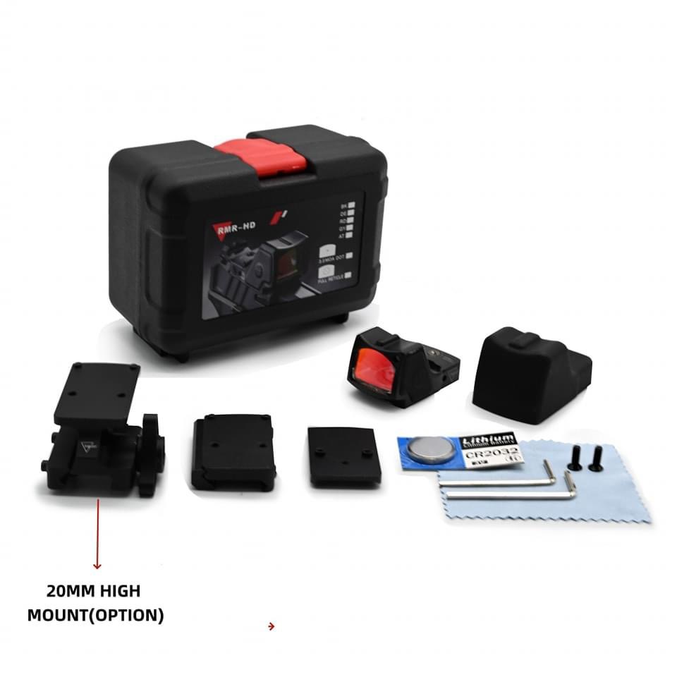 New.Red Dot Trijicon RMR HD (Full Marking) งานเกรด AAA Full Marking (Scale 1:1) ทนแรงรีคอยน์ได้ดี ใช้งานกับปืนจริงได้ จุดเล็งแบบ Holograhpic สีแดง ปรับสว่างได้ 5 ระดับ และปรับสว่างออโต้ตามสภาพแวดล้อม ติดตั้งราง 20mm กระจกหน้าฉาบสารกันสะท้อนแสง ช่วยไม่ให้ศ