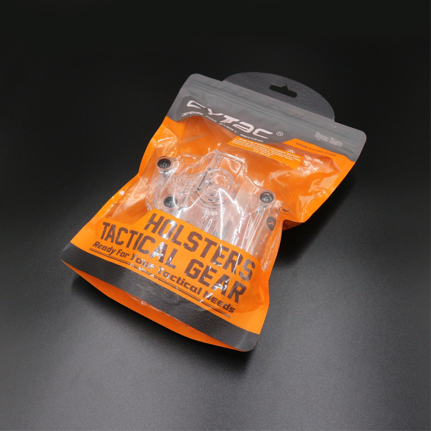 ซอง Megafit แบบใส ( Transparent Cytac Mega-Fit Holster ) -ซองปืนที่ออกแบบมาให้สามารถใช้งานได้หลากหลายรุ่น (ตามตารางแนบ) เช่น Glock , Sig Sauer, CZ , Beretta, Ruger , S&W, Walther, Colt, Taurus และอื่นๆ -ผลิตจากวัสดุ Polymer ชนิดใส -ซองถูกออกแบบให้ปลดล็อคน