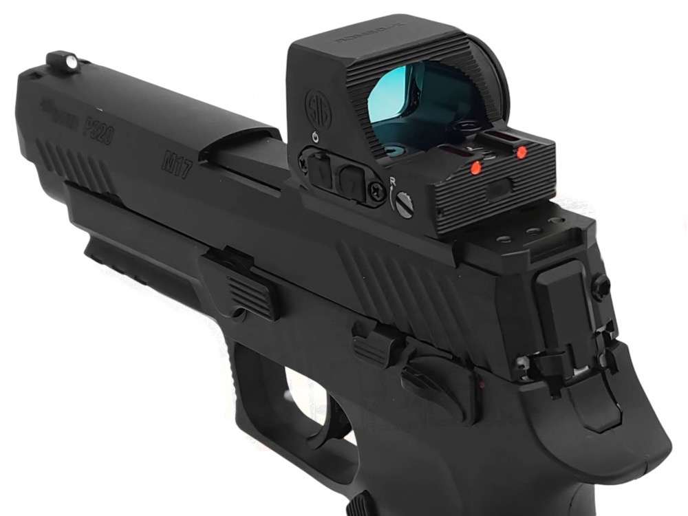 New. Red Dot Sig Sauer ROMEO-X Compact งานเกรด AAA Full Marking (Scale 1:1) ทนแรงรีคอยน์ปืน GBB ได้ สามารถติดตั้งบน P365 ได้โดยไม่ต้องมีเพลท จุดเล็ง สีแดง ปรับสว่างได้ 9 ระดับ ขนาดของจุดแดงคือ 2 MOA และแบบวงครอบจุดขนาด 32 MOA มีศูนย์เล็ง Fiber Optic ให้ใน