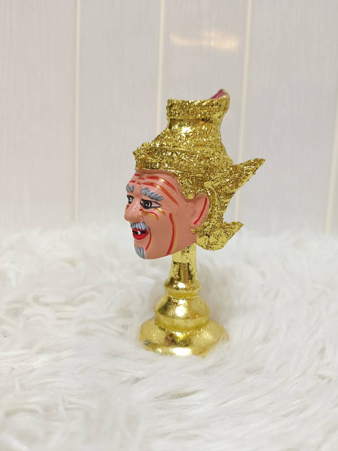 เศียรครู พ่อแก่ ฤาษี (หน้าสีเนื้อ) ขนาดจิ๋ว พร้อมฐานปิดทอง