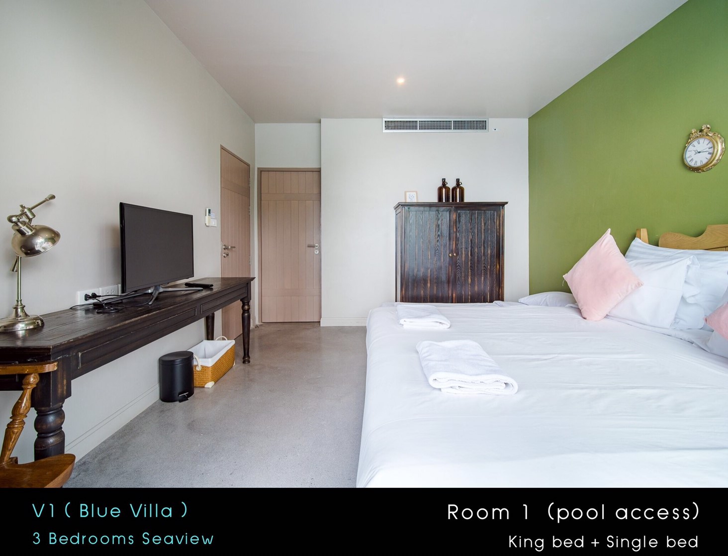 HR15019 บ้านพักหัวหิน บ้านทัศคานี บีช วิลล่า 1 ( Blue 3Bed Sea View )