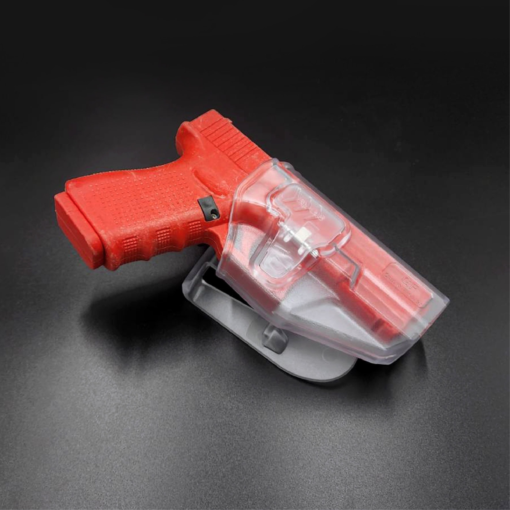 New. ซองปืนพกนอกชนิดใส Glock19 ( Gun&Flower OWB G19 Clear Holster ) 🔖ผลิตจากวัสดุ Polymer ชนิดใส แข็งแรง ทนทาน 🔖พกนอก ปลดล็อคนิ้วชี้ ใช้งานปลอดภัย 🔖ซองปืนสามารถหมุนปรับองศาได้ 🔖ตัวซองสามารถใช้กับเพลทลดต่ำของ IMI หรือแบรนด์อ