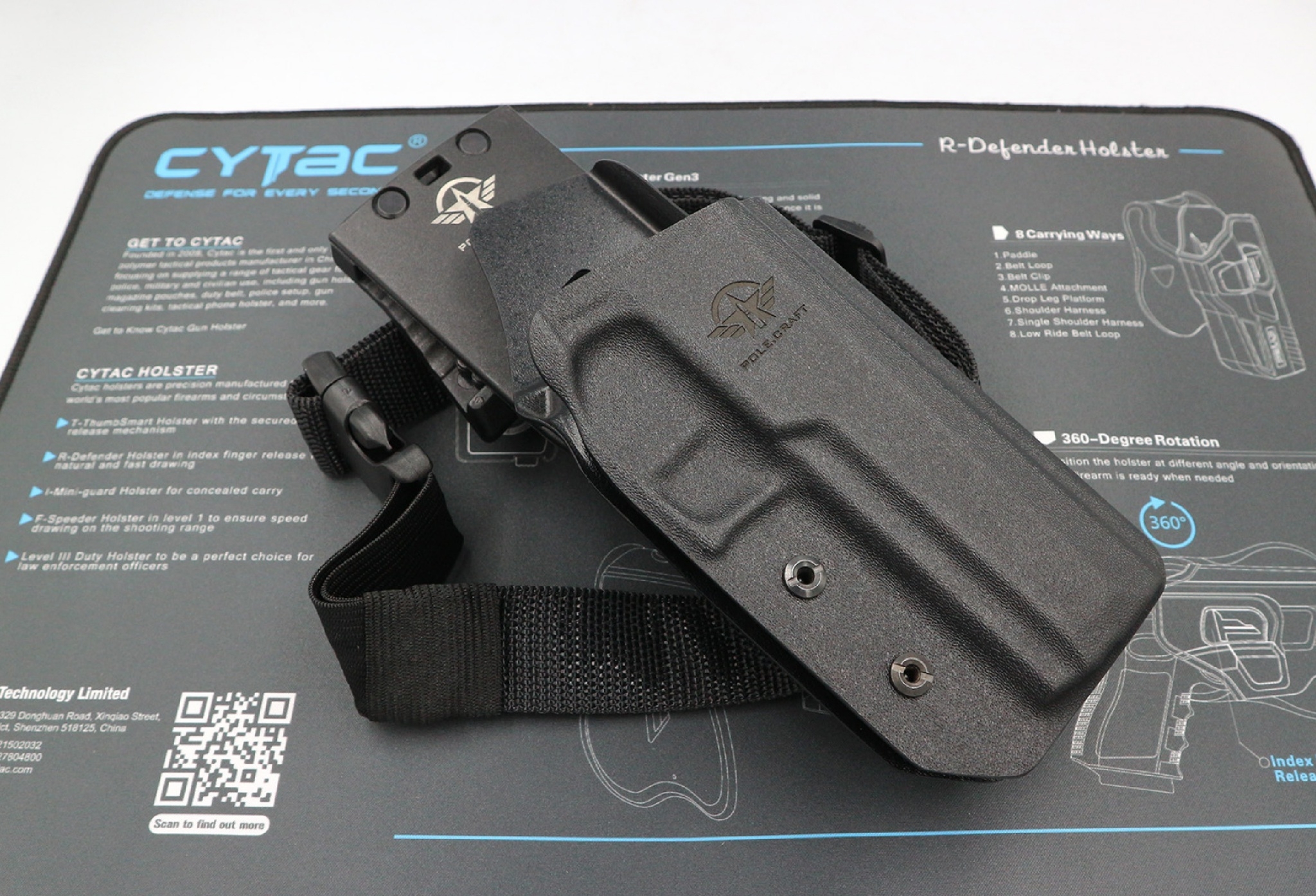 New.ซองพกนอก KYDEX + เพลทต่ำ ปรับระดับ รุ่น Sig Sauer P320 Carry / Full Size(K1100) ดำ ขวา