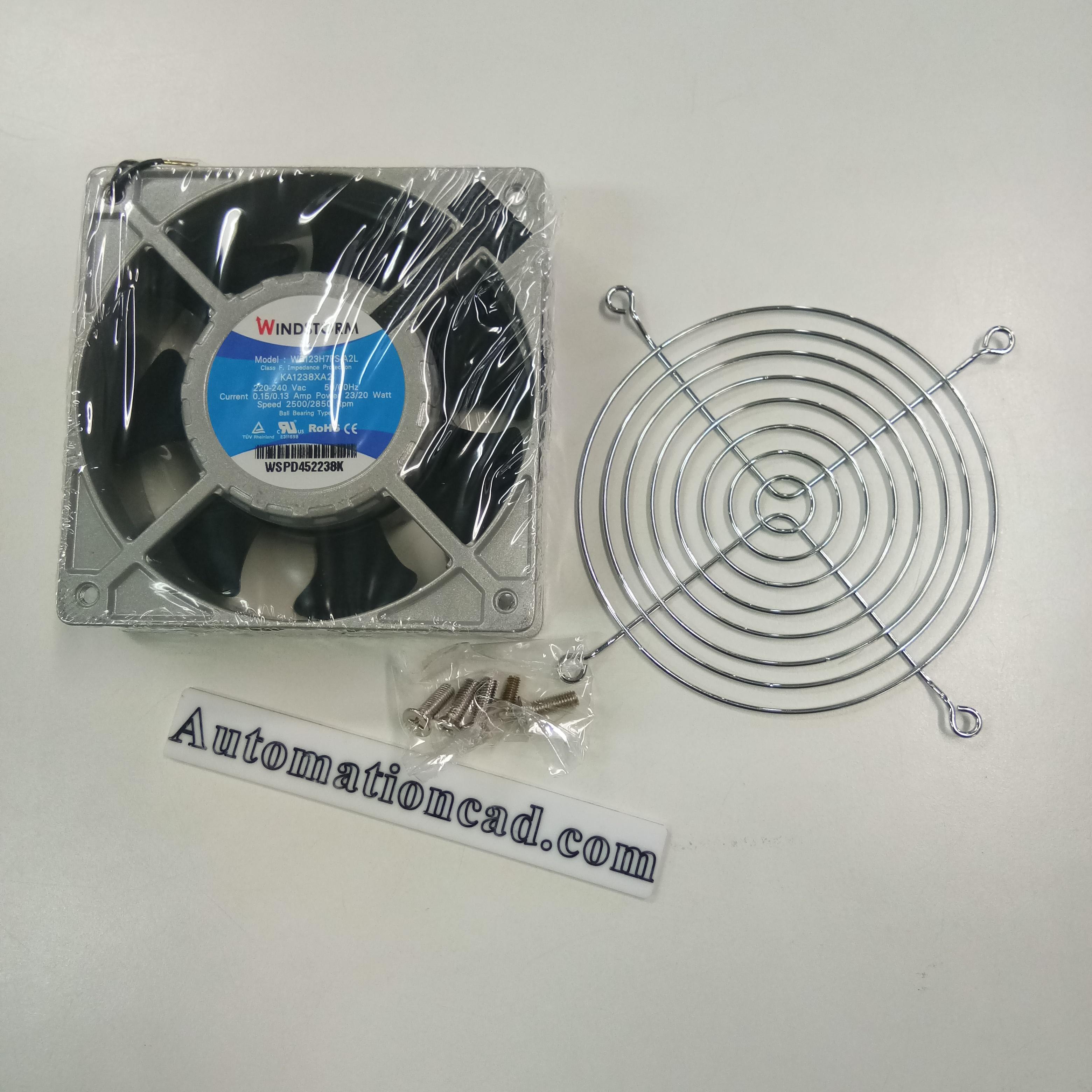 พัดลมระบายอากาศ WINDSTORM ขนาด 4.5 นิ้ว 200-240VAC พร้อมตะแกรง