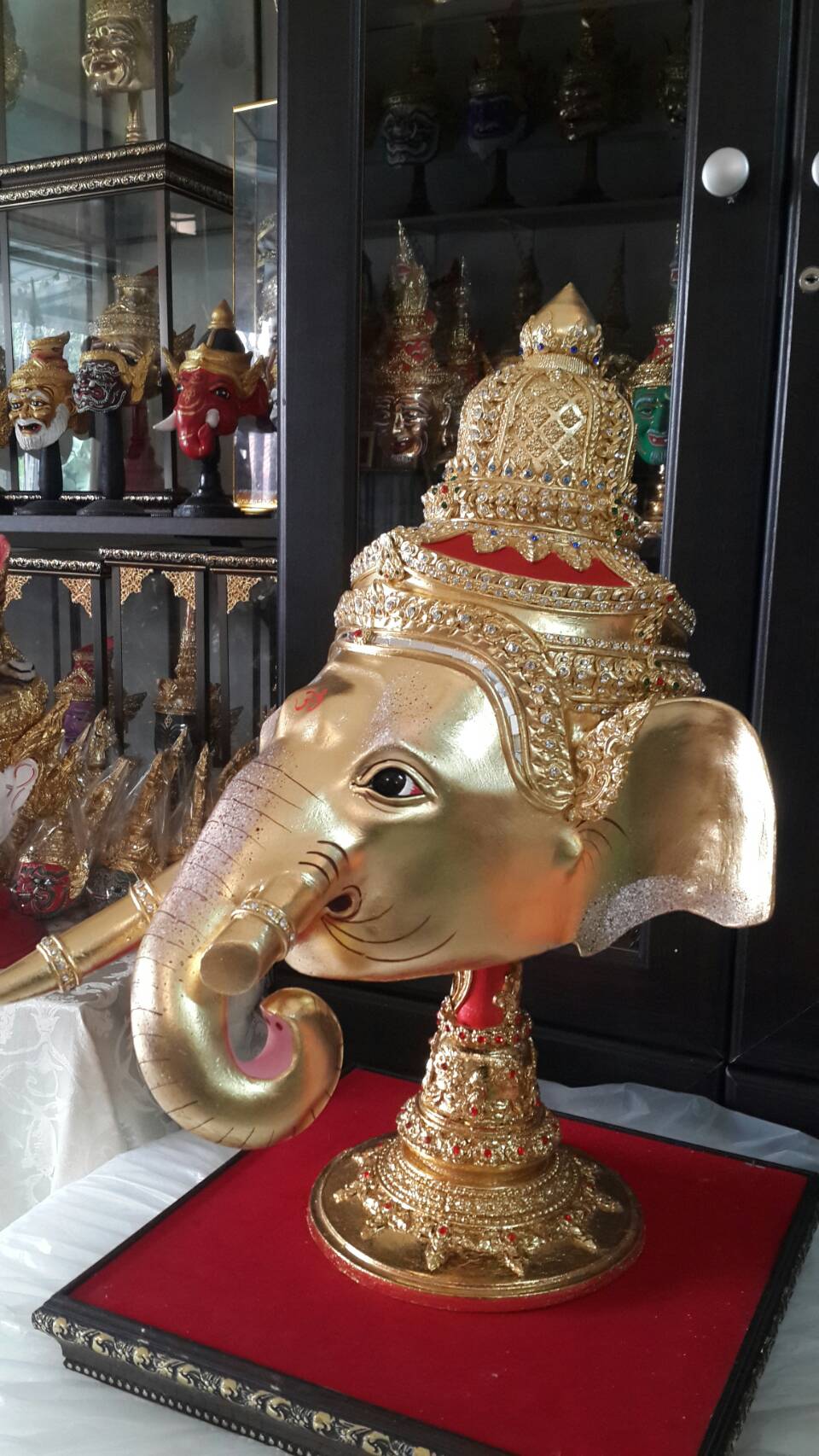 พระพิฆเนศ ขนาดครอบ งานทองแท้ ประดับเพชรน้ำดี