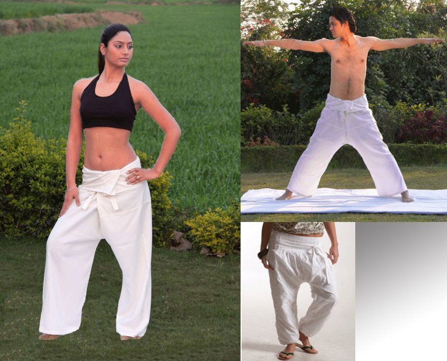 กางเกงชาวเล กางเล กางเกงสะดอ เตี่ยวสะดอ กางเกงสะปาสีขาว Fisherman pants