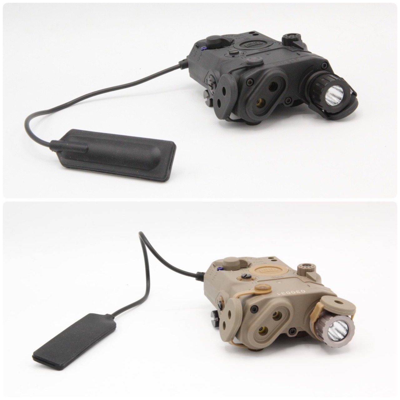 ไฟฉาย+เลเซอร์สีแดง PEQ-15/LA-5C UHP (กล่องแบตไฟฉาย+เลเซอร์สีแดง) คุณสมบัติ : #ระดับความสว่างของหลอดไฟ 200 Lumen #มี3โหมดหลัก 1.โหมดไฟฉายอย่างเดียว 2.โหมดเลเซอร์สีแดง 3.โหมดไฟฉายและเลเซอร์สีแดง #มีสวิตช์หางหนูมาในชุด ใช้ถ่าน CR123A จำนวน2ก้อน อุปกรณ์ภายในก