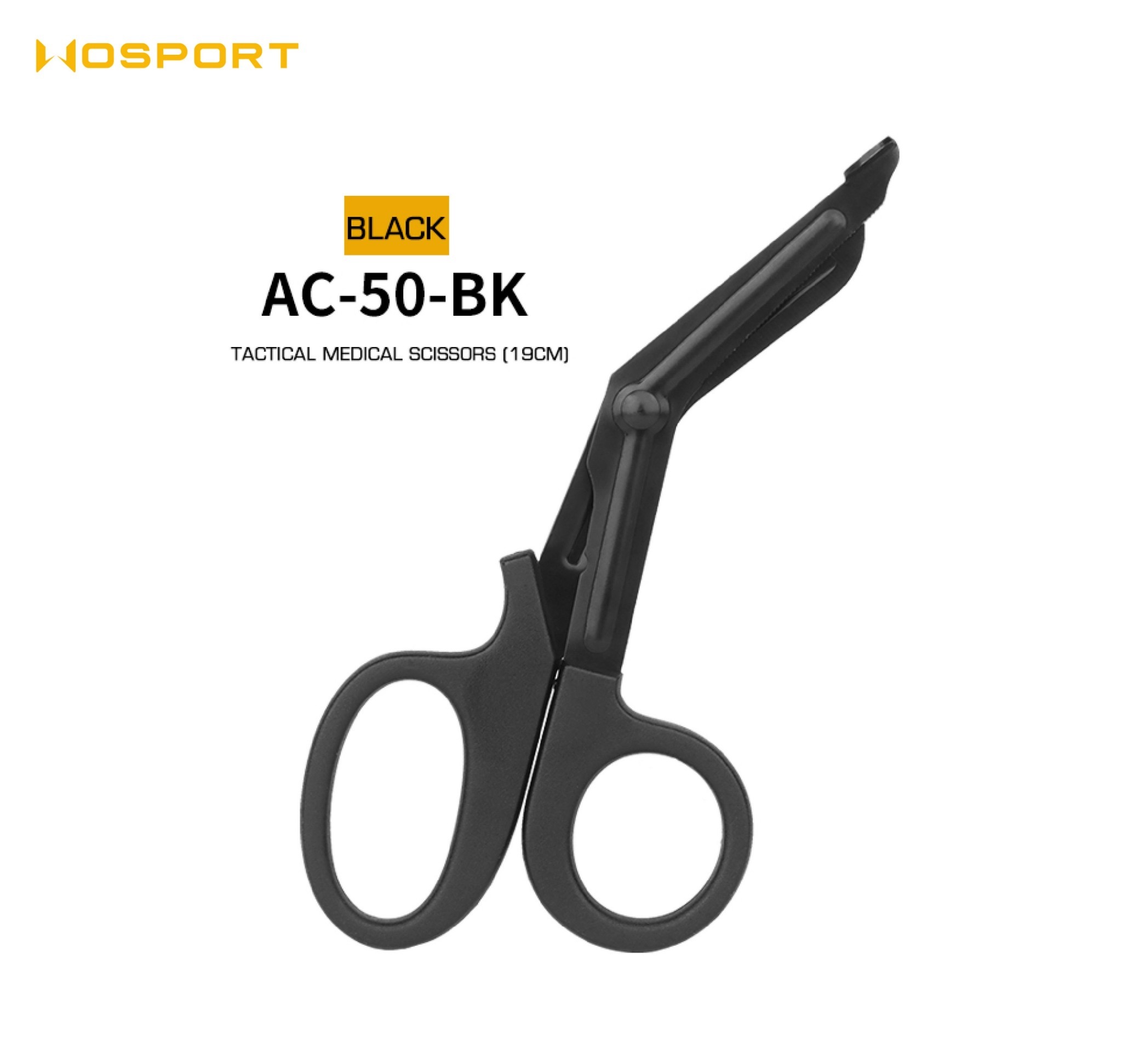 Mew.กรรไกร First AID WOSPORT ( Tactical Medical Scissors ) [ AC-50 ] ✂ กรรไกรผลิตจาก Stainless (ด้ามจับพลาสติก) ✂ ใช้งานทางยุทธวิถี First AID ✂ ออกแบบให้ปลายมน ปลอดภัย ✂ ขนาดกว้าง*ยาว 9*19 cm. ✂ น้ำหนักเบาเพียง 56 g. ราค