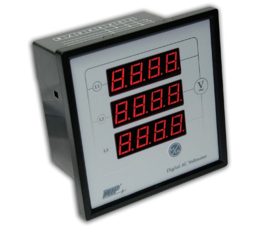 WIP ดิจิตอลโวลต์มิเตอร์ W-DV403 มิเตอร์วัดแรงดันไฟกระแสสลับ 3 เฟส Digital AC Voltmeter